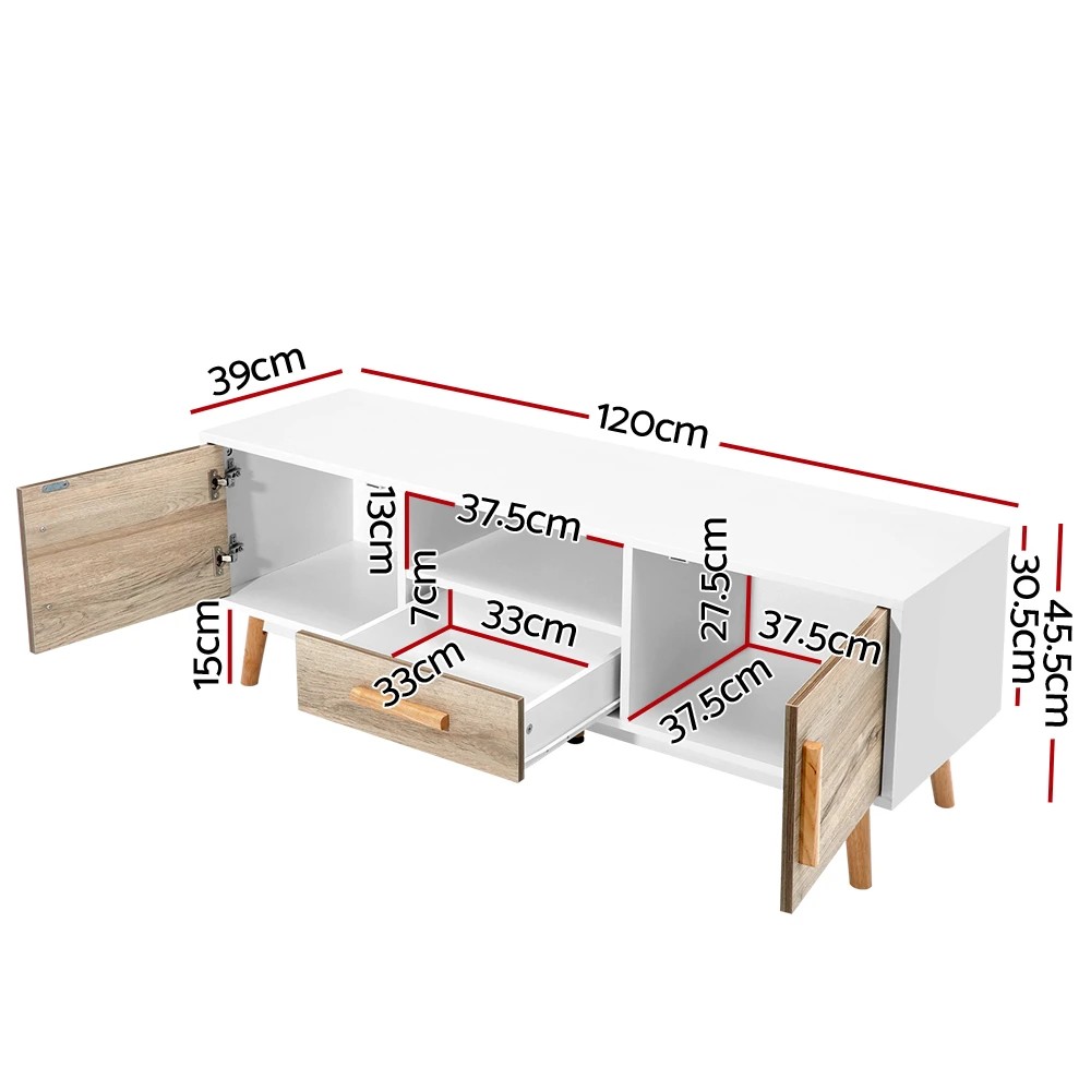 3 Artiss TV Cabinet Entertainment Unit 120cm Wood Gino - Multi, 3 of 8