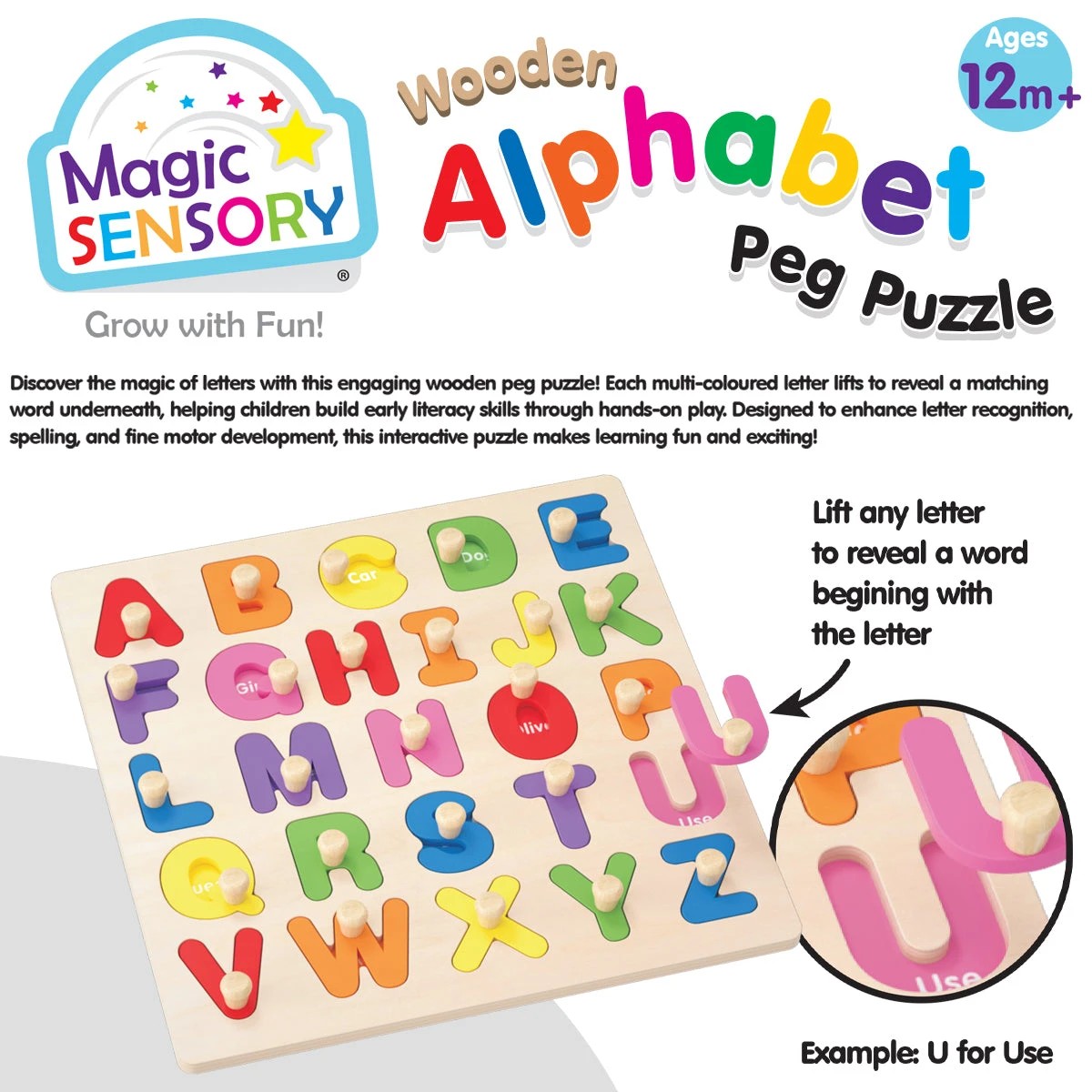 2 Magic Sensory Wooden Alphabet Peg Puzzle, 2 of 3
