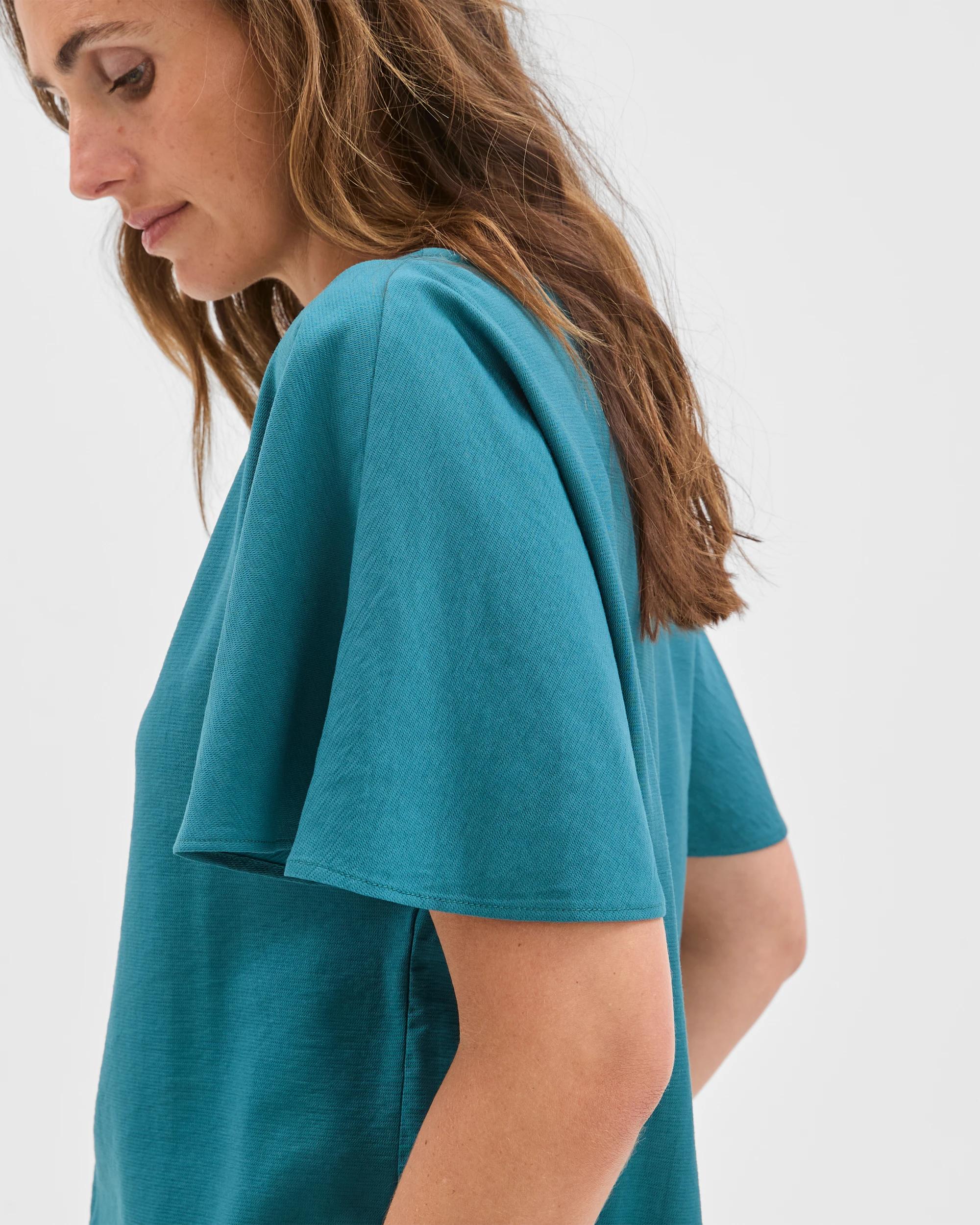 5 Preview Short Flutter Sleeve Textured Blouse PEACOCK, 5 of 7