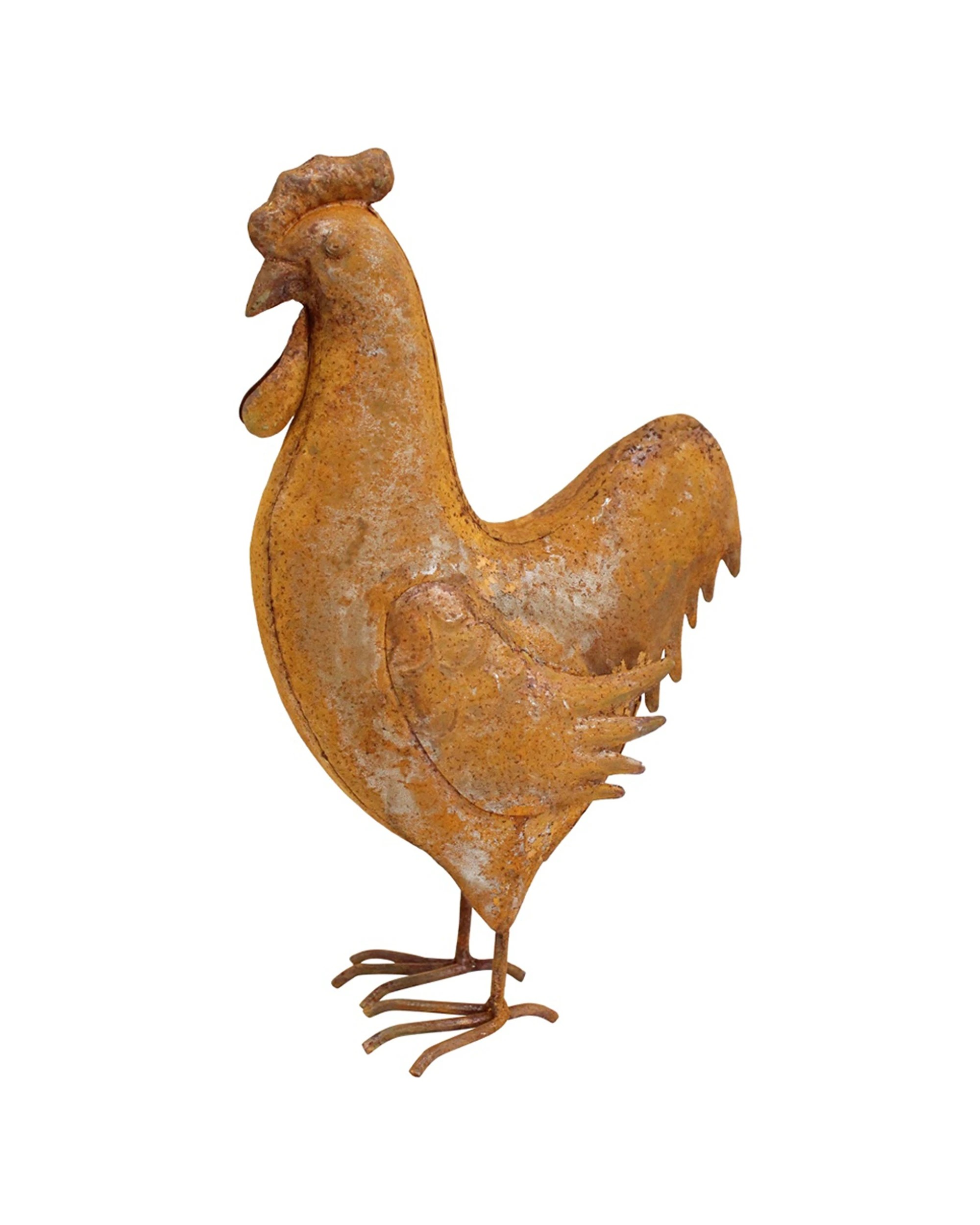 1 LVD Rooster Decorative Metal Sculpture Indoor Outdoor Decor Weathered Metal - Brown, 1 of 2