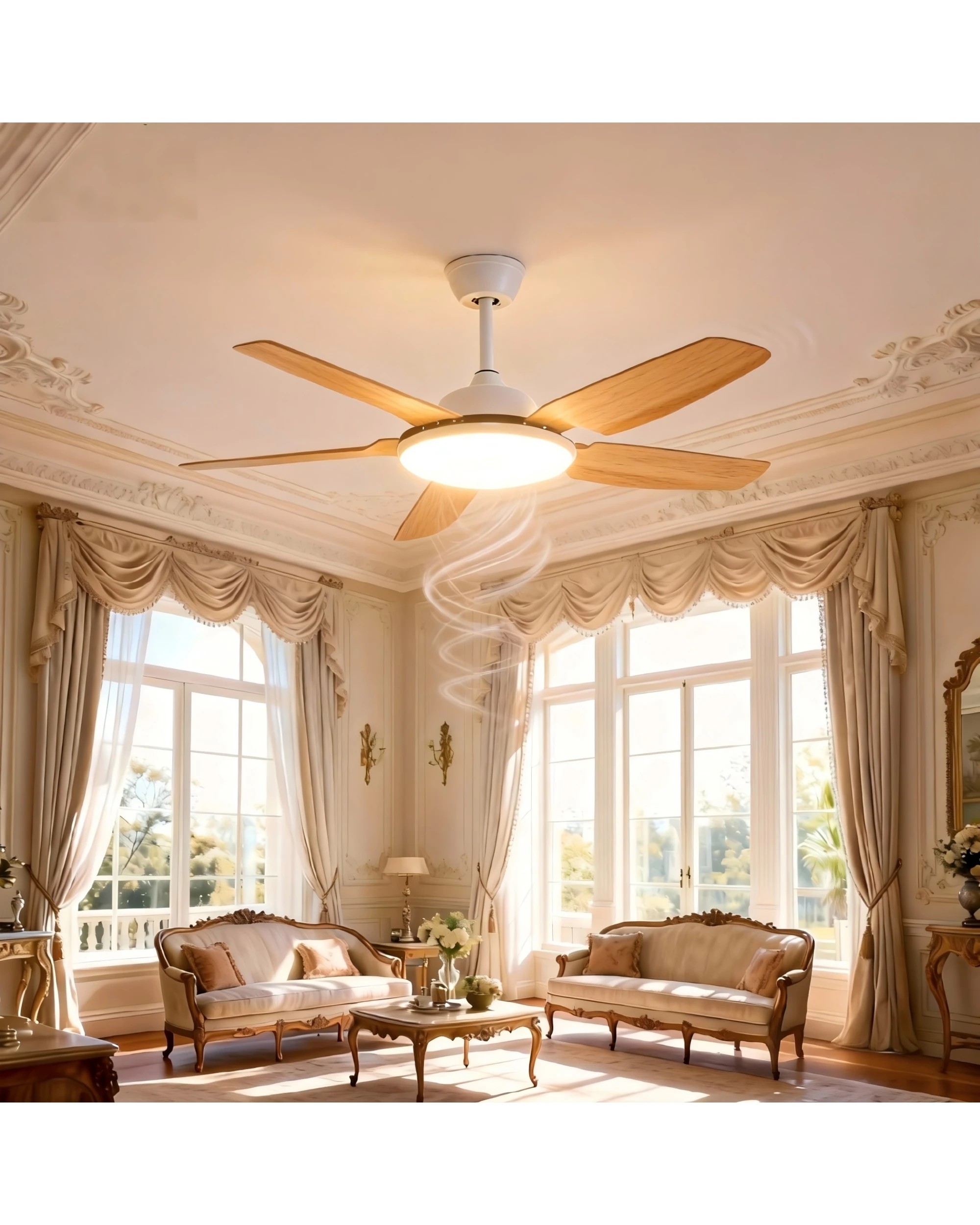 5 Advwin Ceiling Fans with RGB Color Lights 6 Speeds Remote APP Control - Brown, 5 of 7