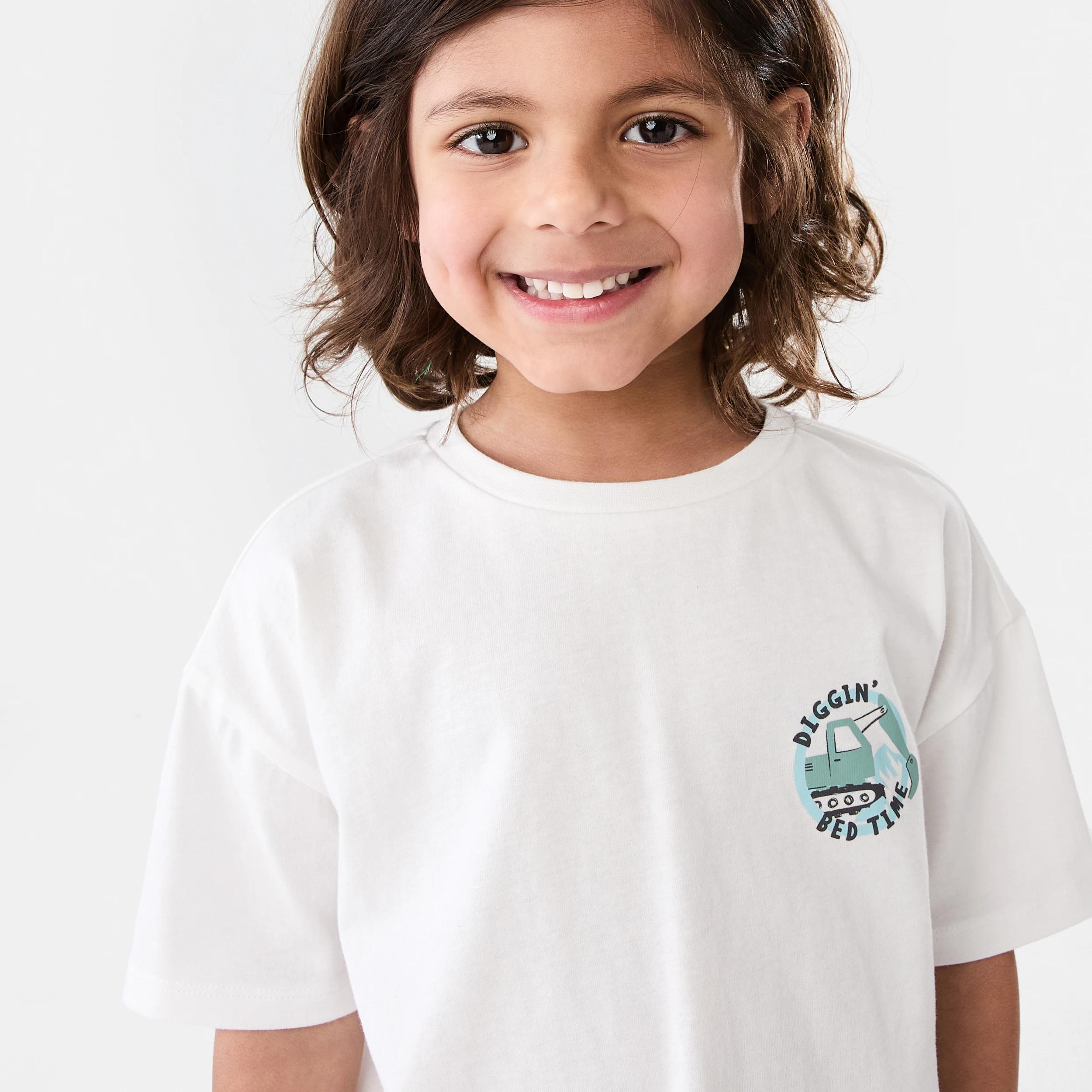 3 Short Sleeve Knit Woven Pyjama Set GREEN STRIPES, 3 of 9