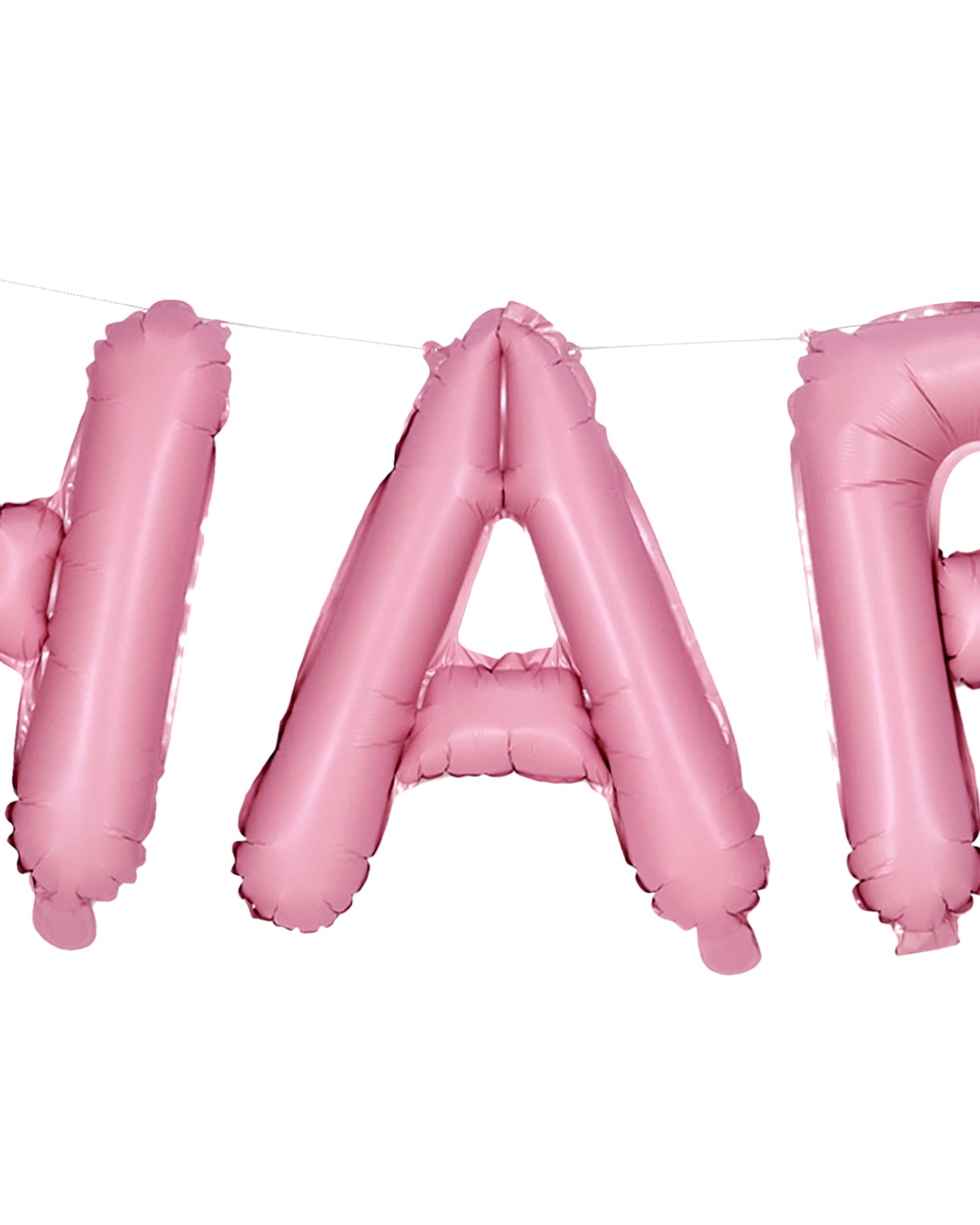 3 Matte Pink Happy Birthday Foil Balloon Garland, 3 of 5