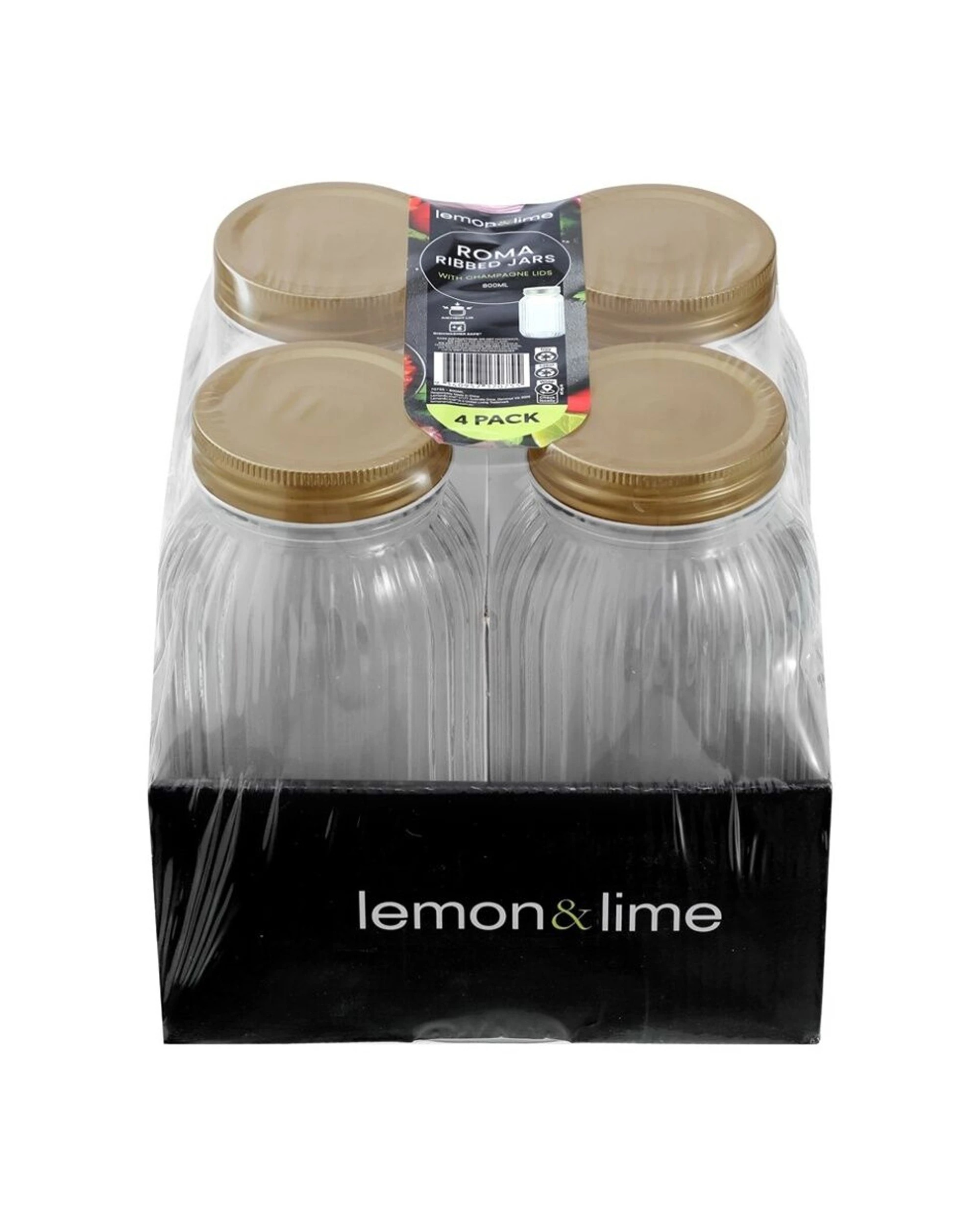 3 Lemon & Lime 4pc Roma Ribbed Conserve Jar 800ml With Airtight Lid - Clear, 3 of 8