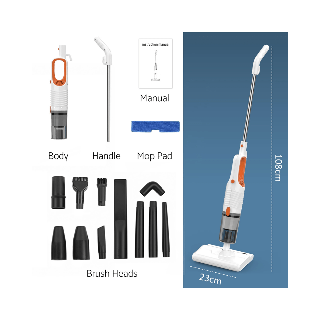 4 Advwin 12 In 1 Vacuum Cleaner, 19kpa Wet Dry Stick Vacuum Mop, With Xl Dust&water Tank, for Home Pet Hair Carpets, 4 of 7