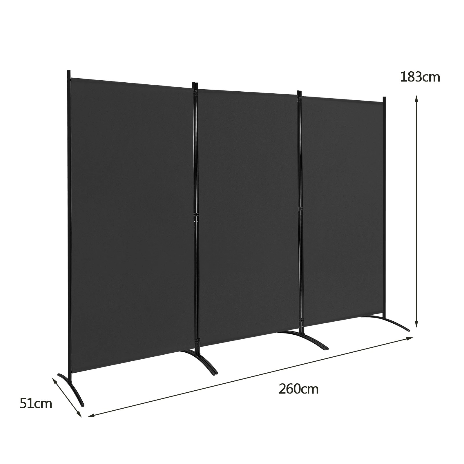 4 Costway 3 Panel Room Divider Folding Privacy Screen Wall Partition Stand Home Office - Black, 4 of 4