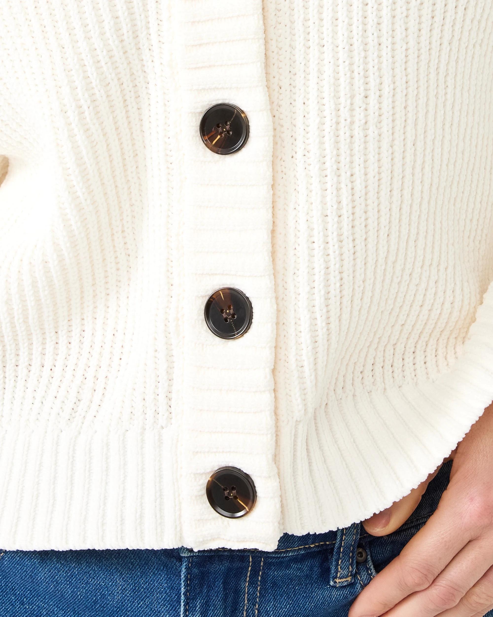 7 Chenille V Neck Cardigan White, 7 of 7