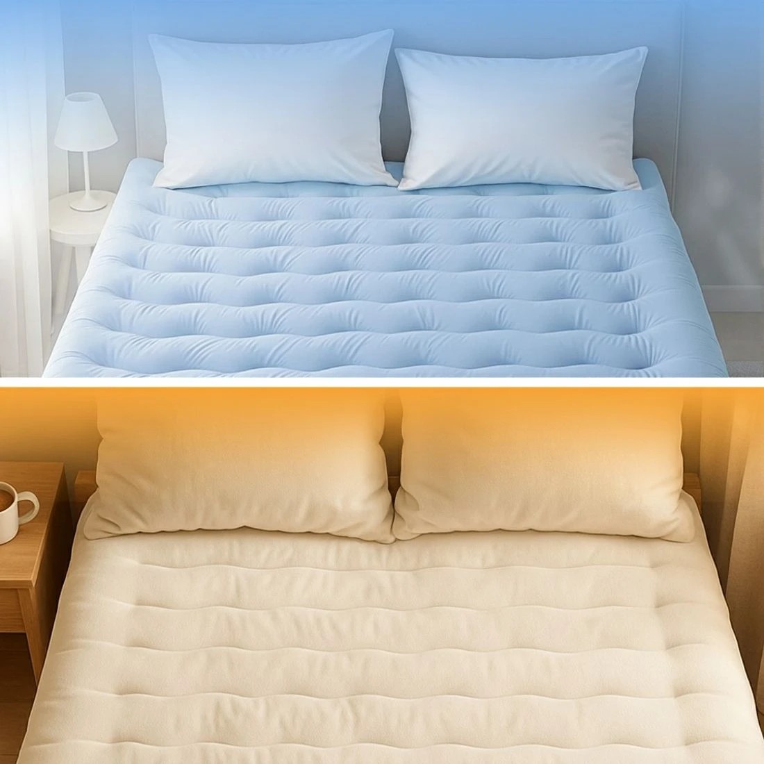 6 Giselle 5cm Mattress Topper Pillowtop toppers Double - Blue, 6 of 9