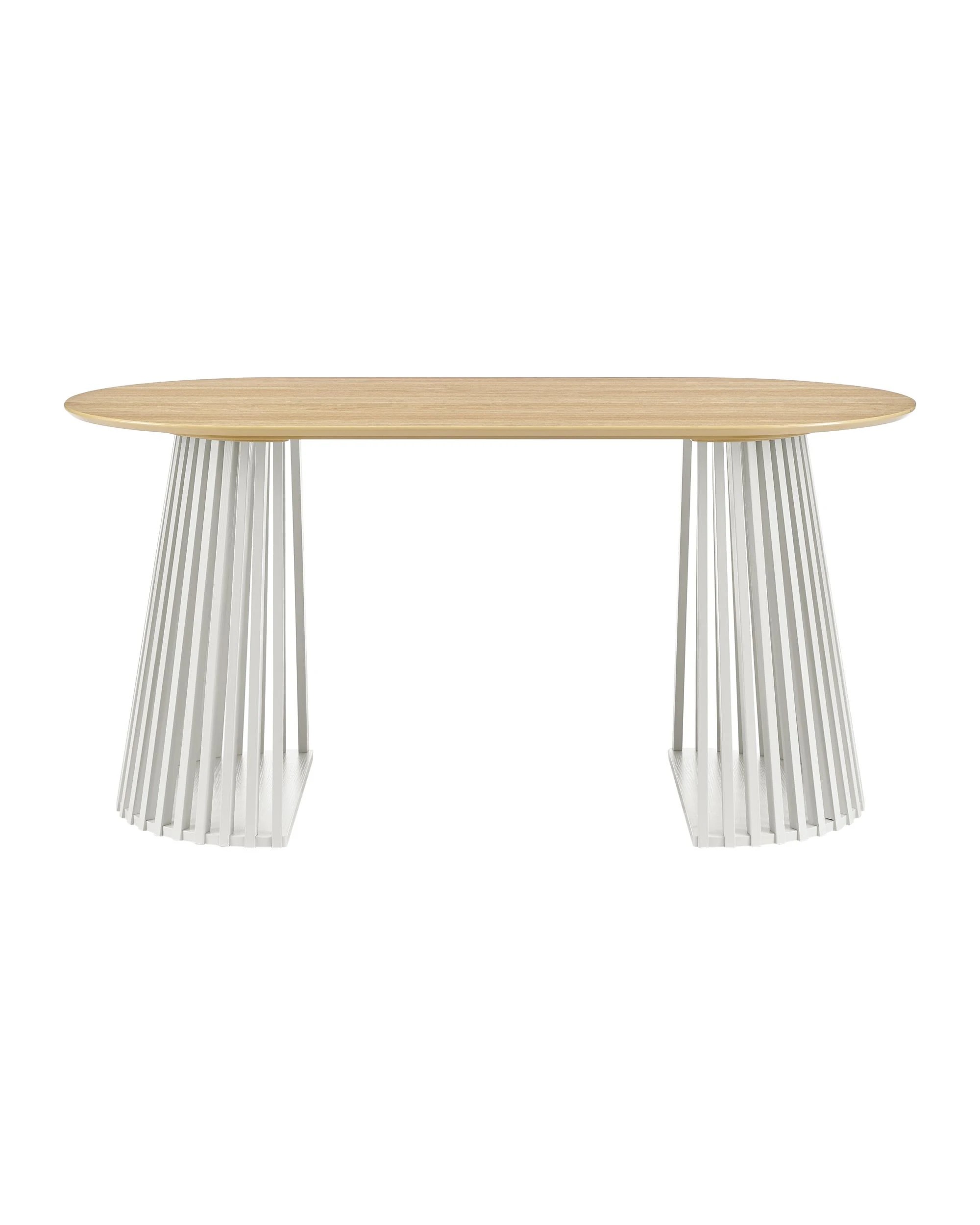 4 Kodu Oval Rounded Dining Table 160cm White and Oak, 4 of 8