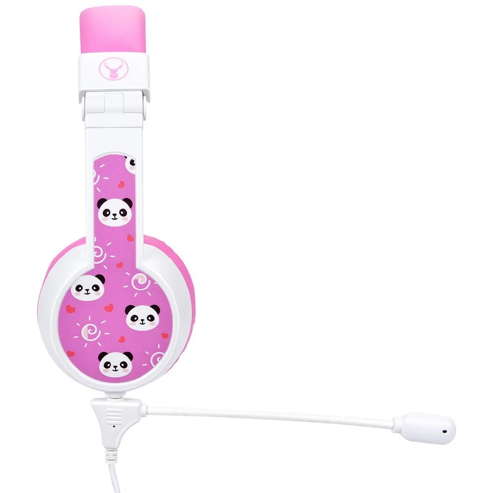 2 BONELK My-Style Kids Wired Headphones w Boom Mic White/Pink, 2 of 8