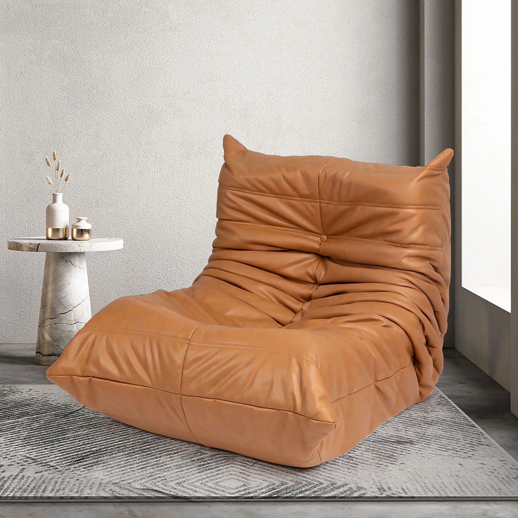 8 Levede Floor Sofa Accent Chair Lounge Lazy Couch Gaming Recliner Leather - Brown, 8 of 8