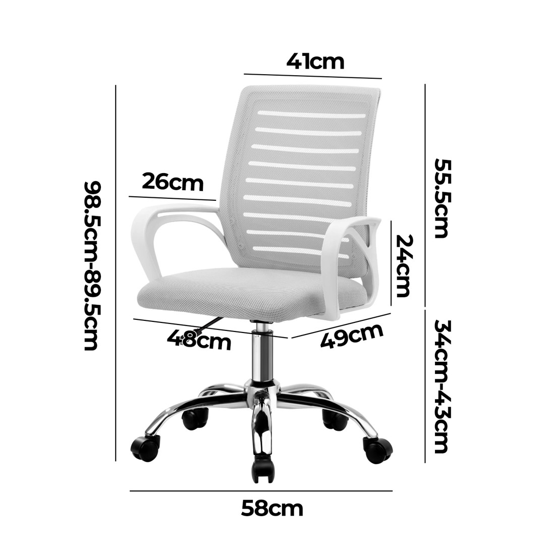 4 Oikiture Mesh Office Chair Computer Desk Seat Home Work
 - White, 4 of 10