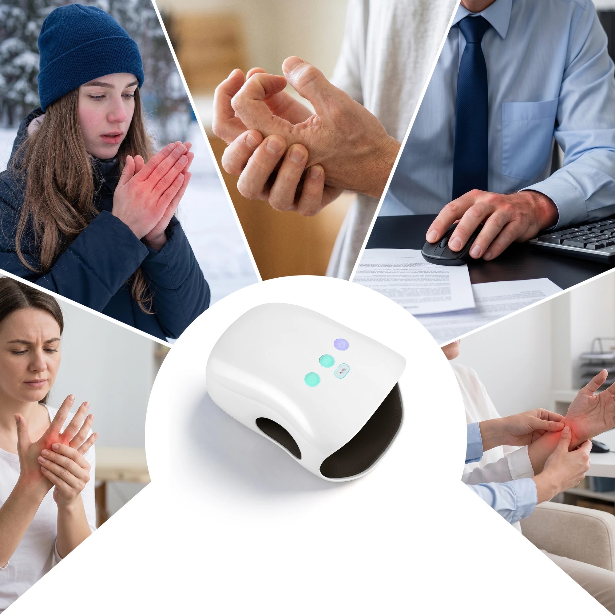 5 Livemor Hand Massager Cordless Hand Massager with Heat & Compression for Arthritis and Carpal Tunnel - White, 5 of 9
