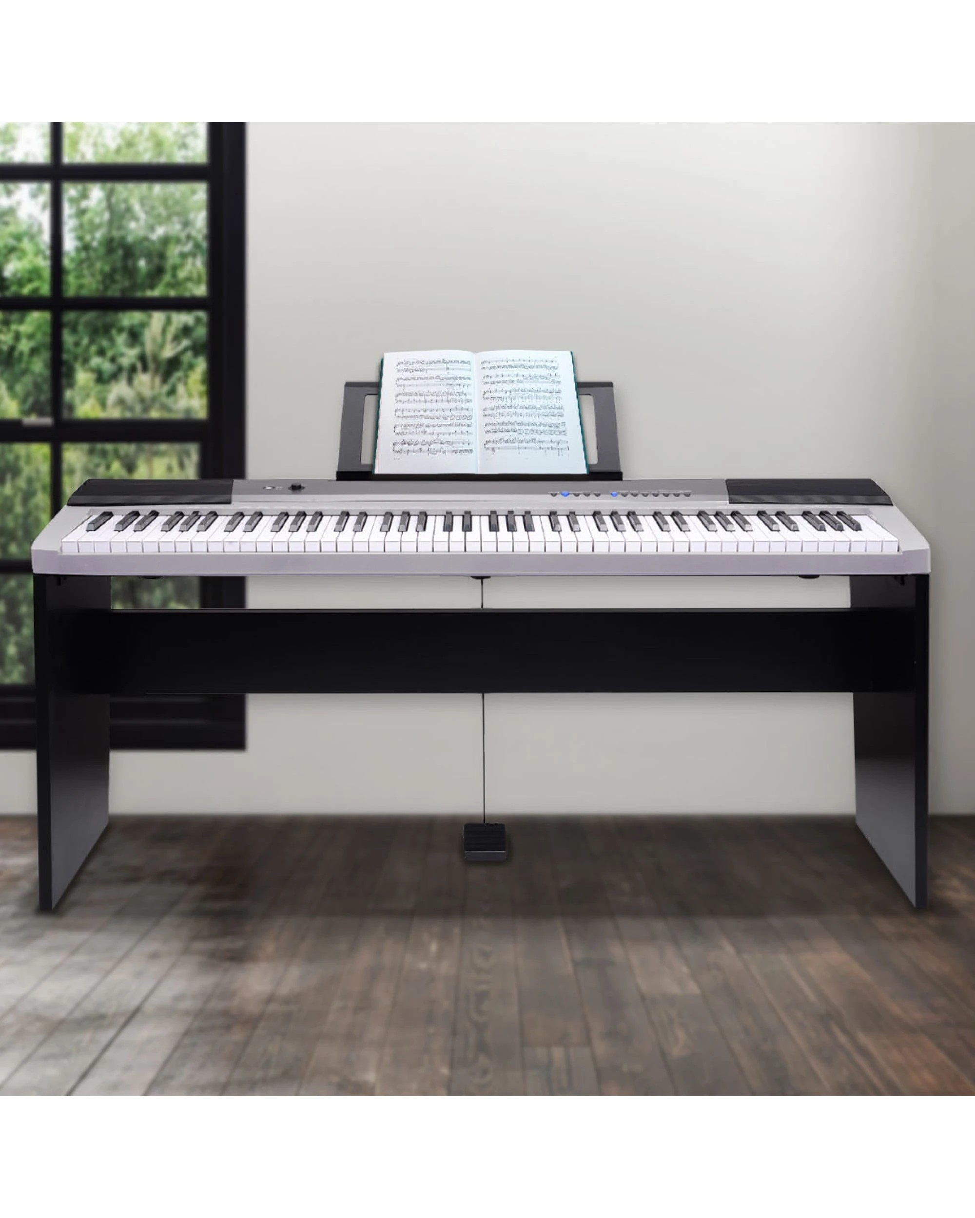 3 Karrera 88 Keys Electronic Keyboard Piano with Stand - Silver, 3 of 6