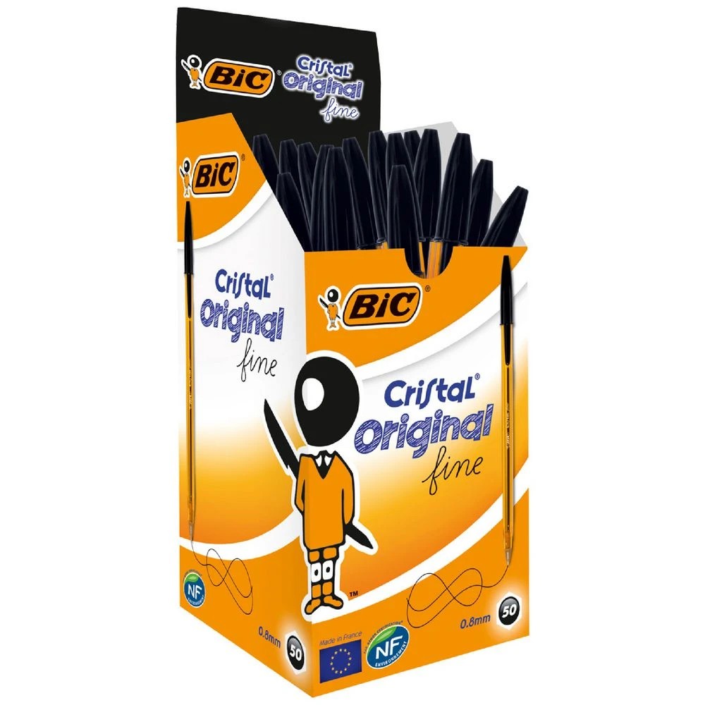 1 BIC Cristal Original Ballpoint Pens Fine Black 50 Pack, 1 of 2