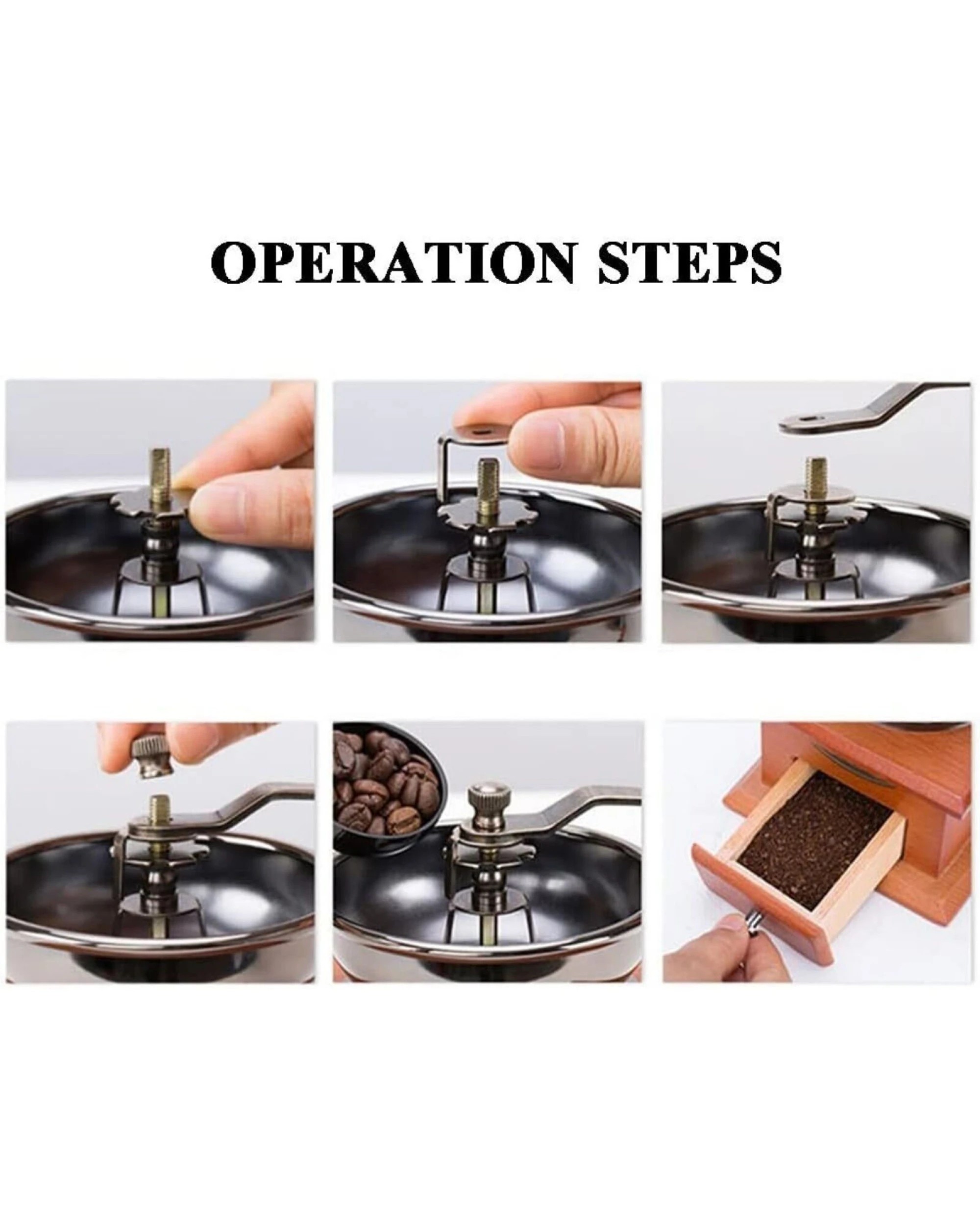 8 Br Home Antique Coffee Grinder Mill Manual Hand Made Wooden Bean Grind Pepper, 8 of 8