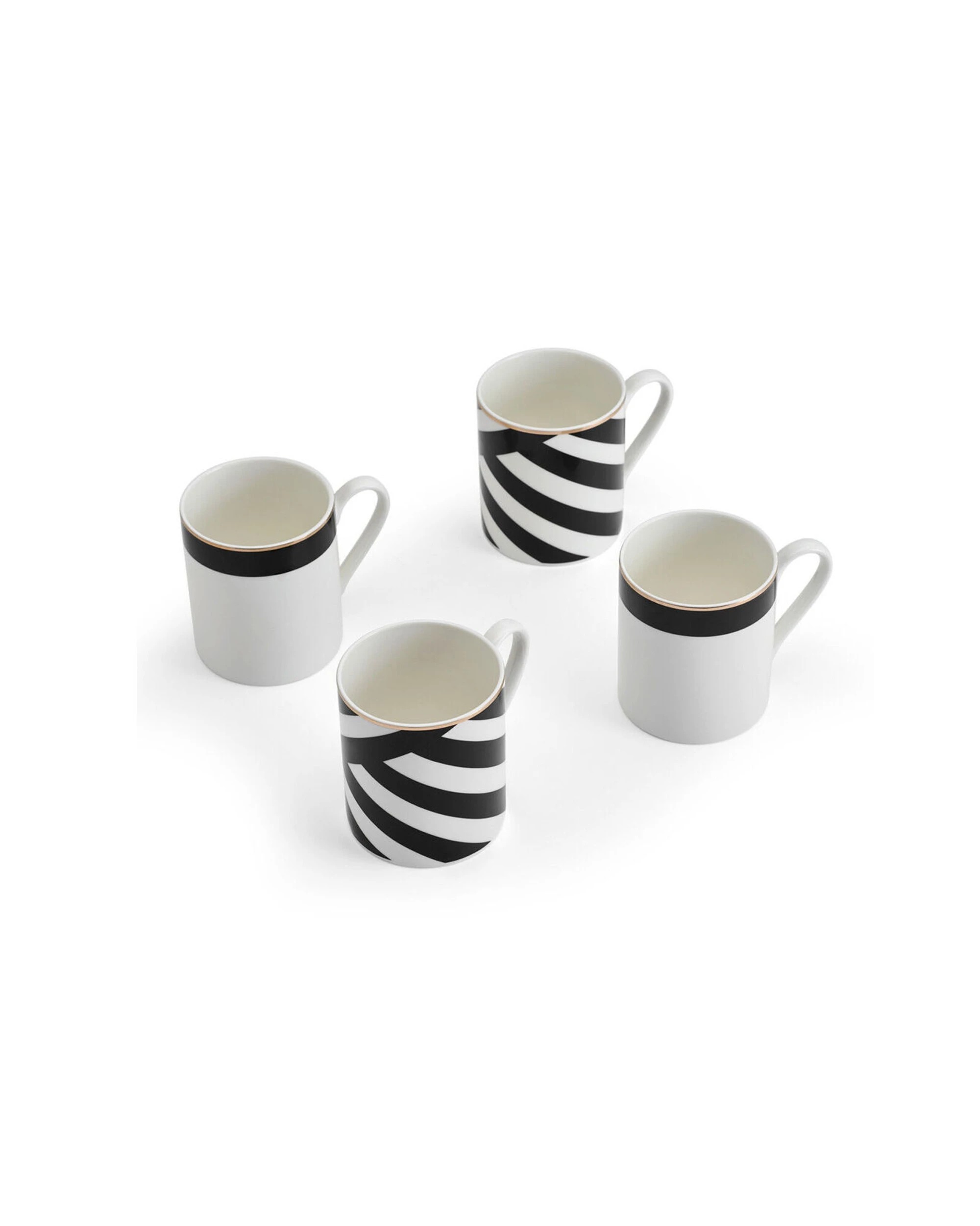 4 Mikasa Luxe Deco 4pc Kitchen China Mug Set 380ml Art Deco Trim - Multi, 4 of 6