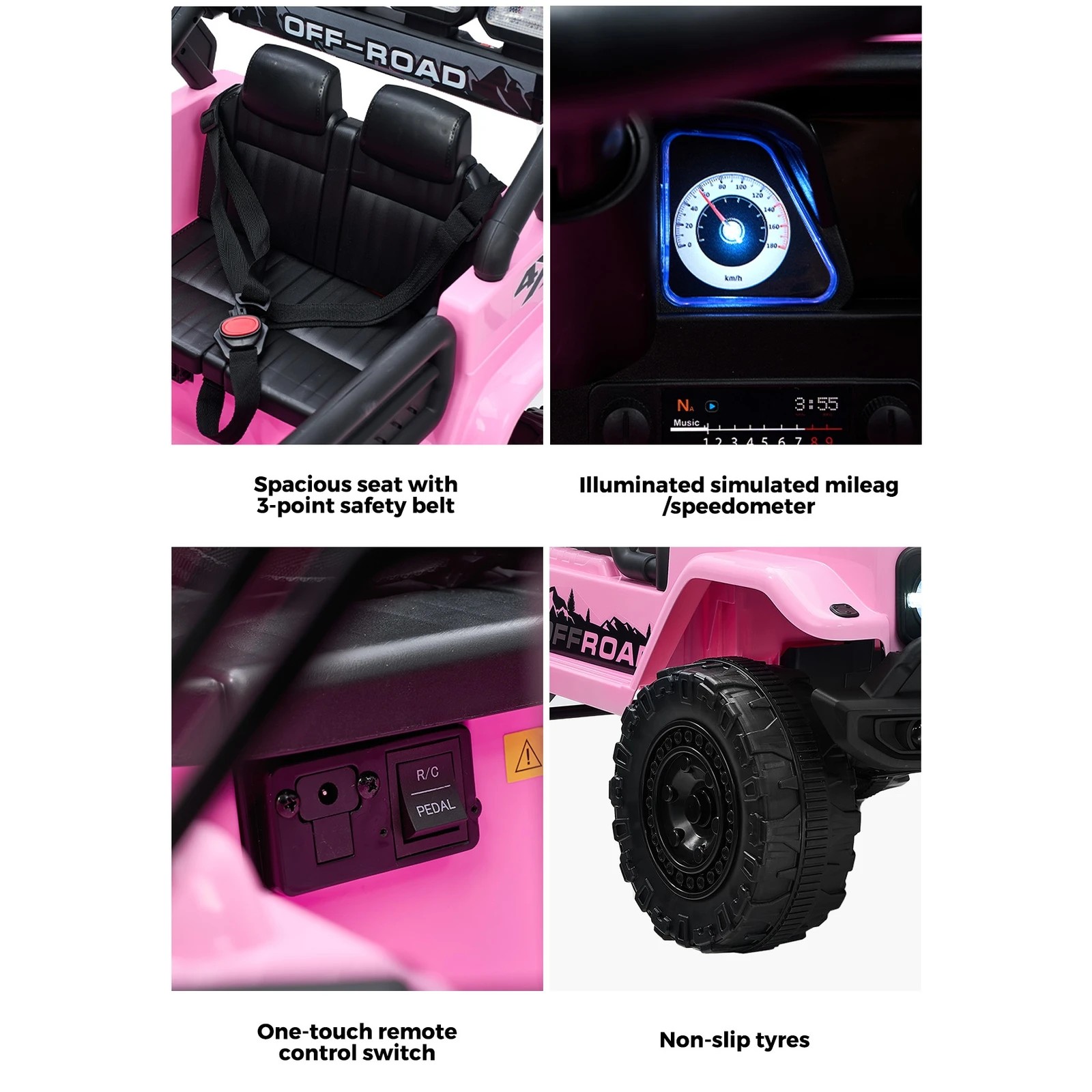 8 Mazam Ride On Car Kids Electric Jeep Bluetooth Light Music Remote Control
 - Pink, 8 of 10