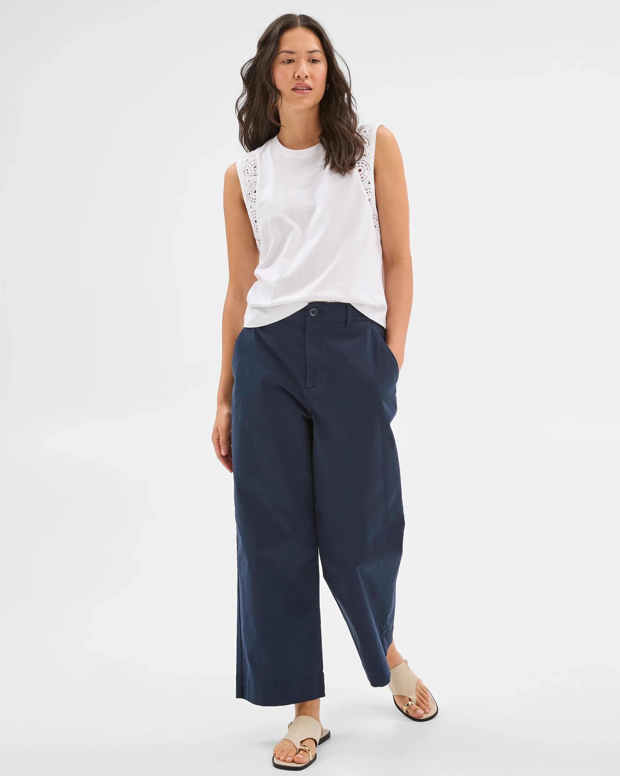 3 Target Australian Cotton Sleeveless Crochet Tank Top WHITE, 3 of 5