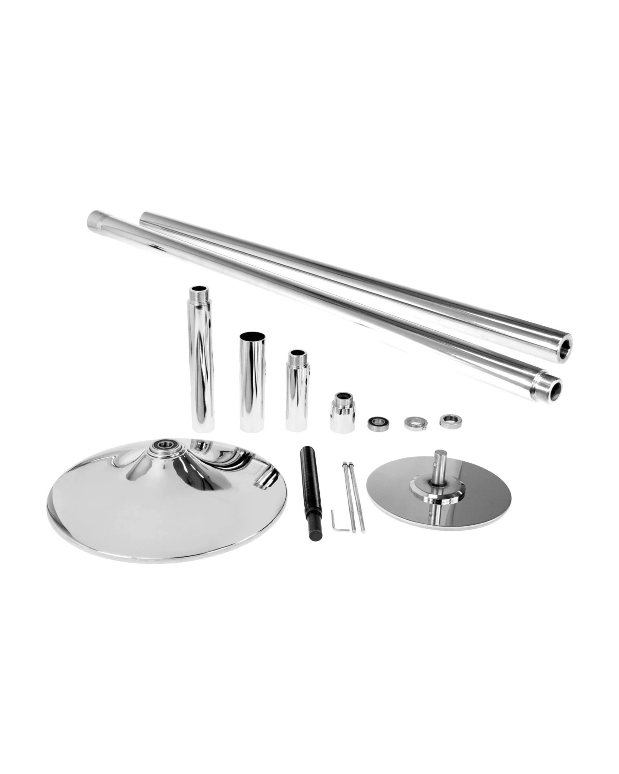 1 Powertrain Home Portable Dance Pole Static and Spinning modes Yoga Fitness with 2 X Extensions - Silver, 1 of 7