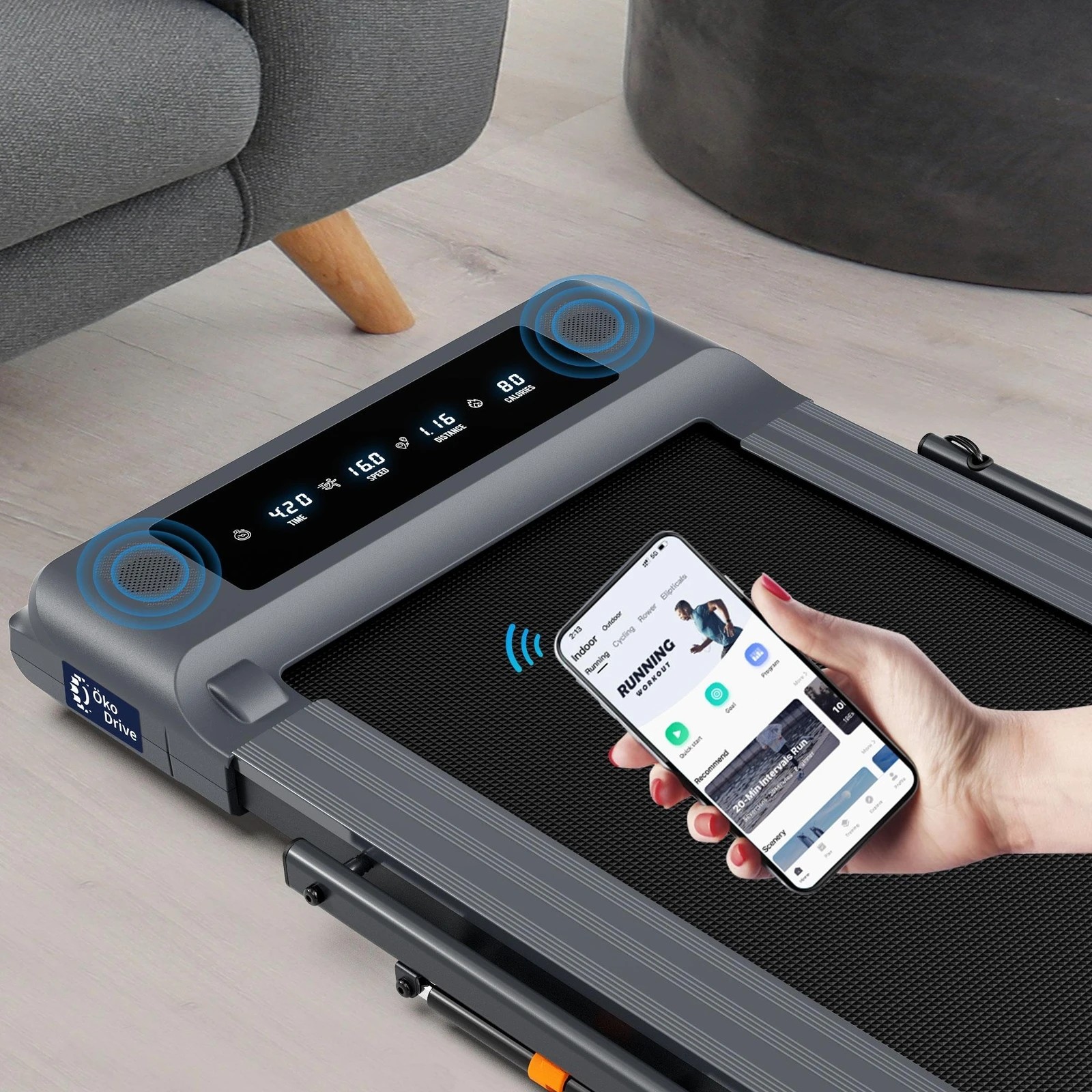 9 Black Lord Treadmill 2 IN 1 Electric Walking Pad Hydraulic Foldable 40cm Belt - Grey, 9 of 10