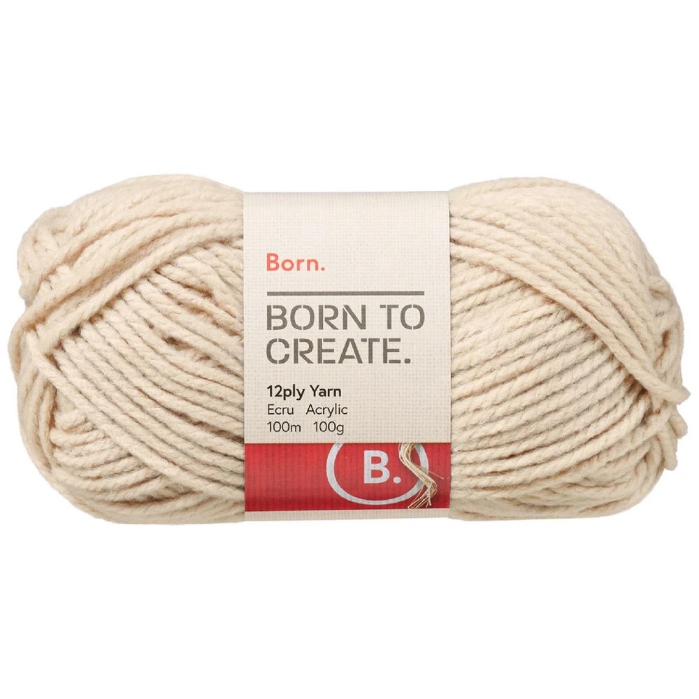 1 Born 12 Ply Yarn 100g Ecru, 1 of 3