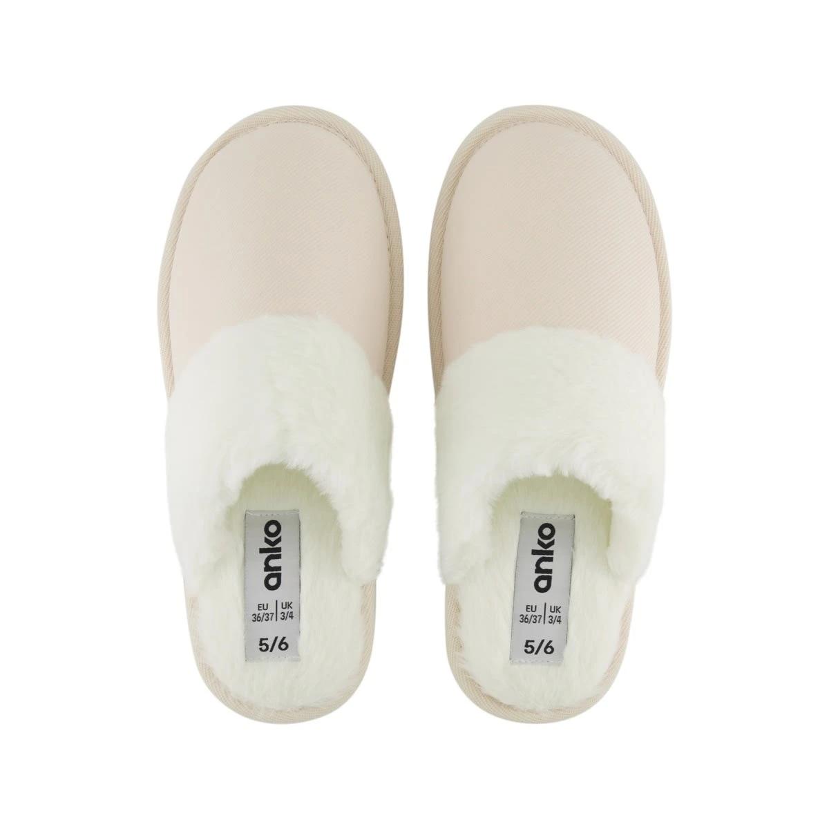 2 Corduroy Slipper Scuffs Beige Gray, 2 of 3