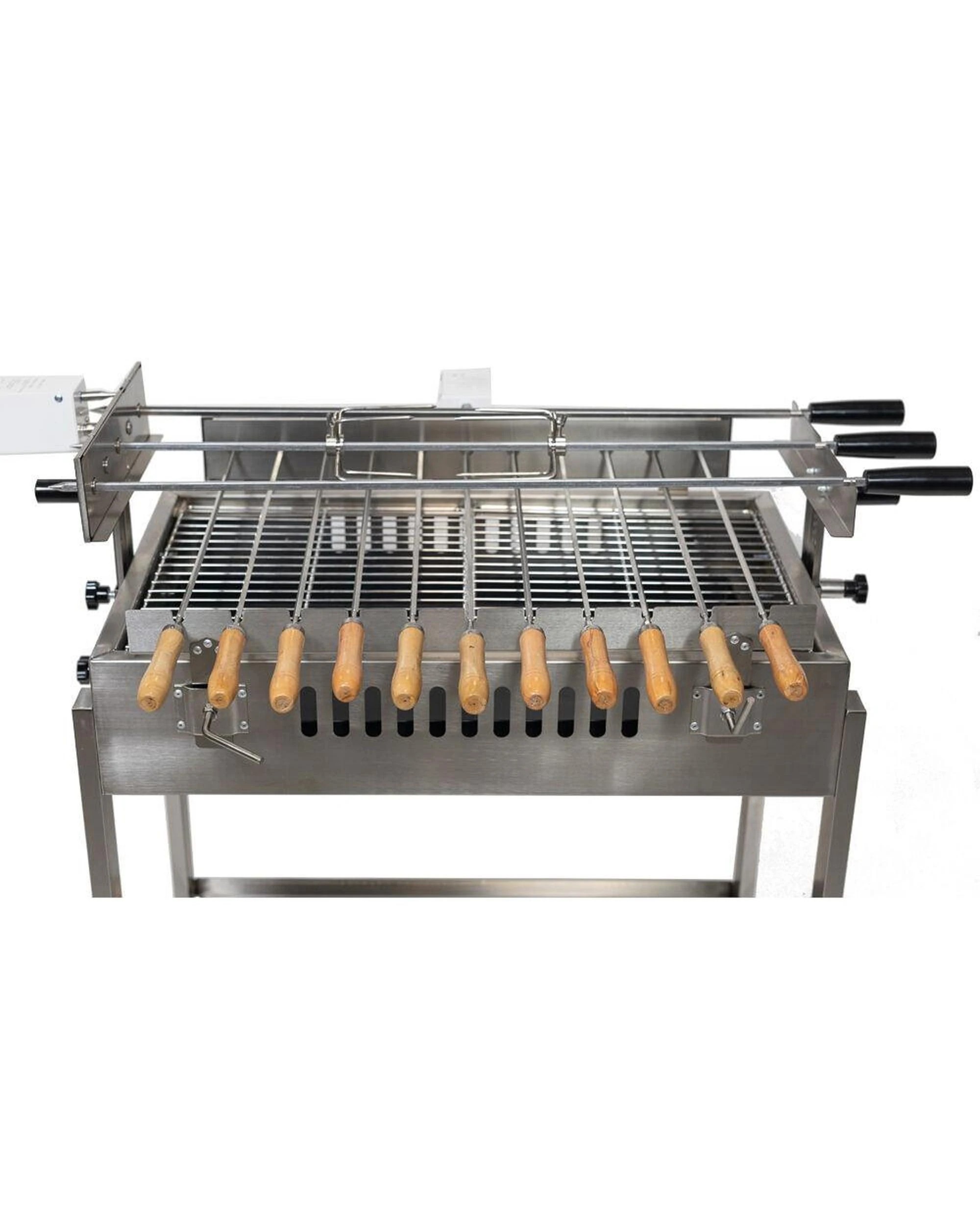 7 Outdoor Central Straight 3 Skewer in - line Cyprus Spit - Stainless Steel, 7 of 10