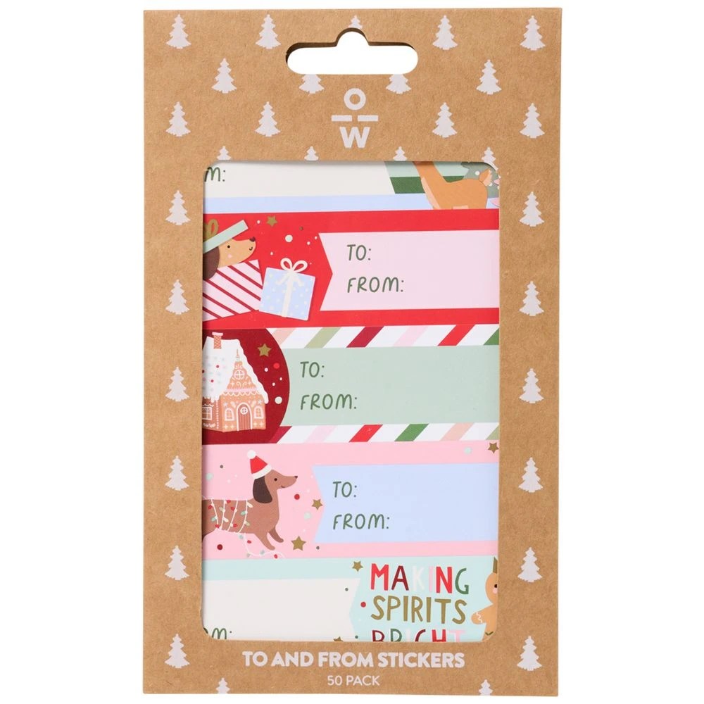 1 Officeworks Christmas To/From Stickers 50 Pk Festive Friends, 1 of 2