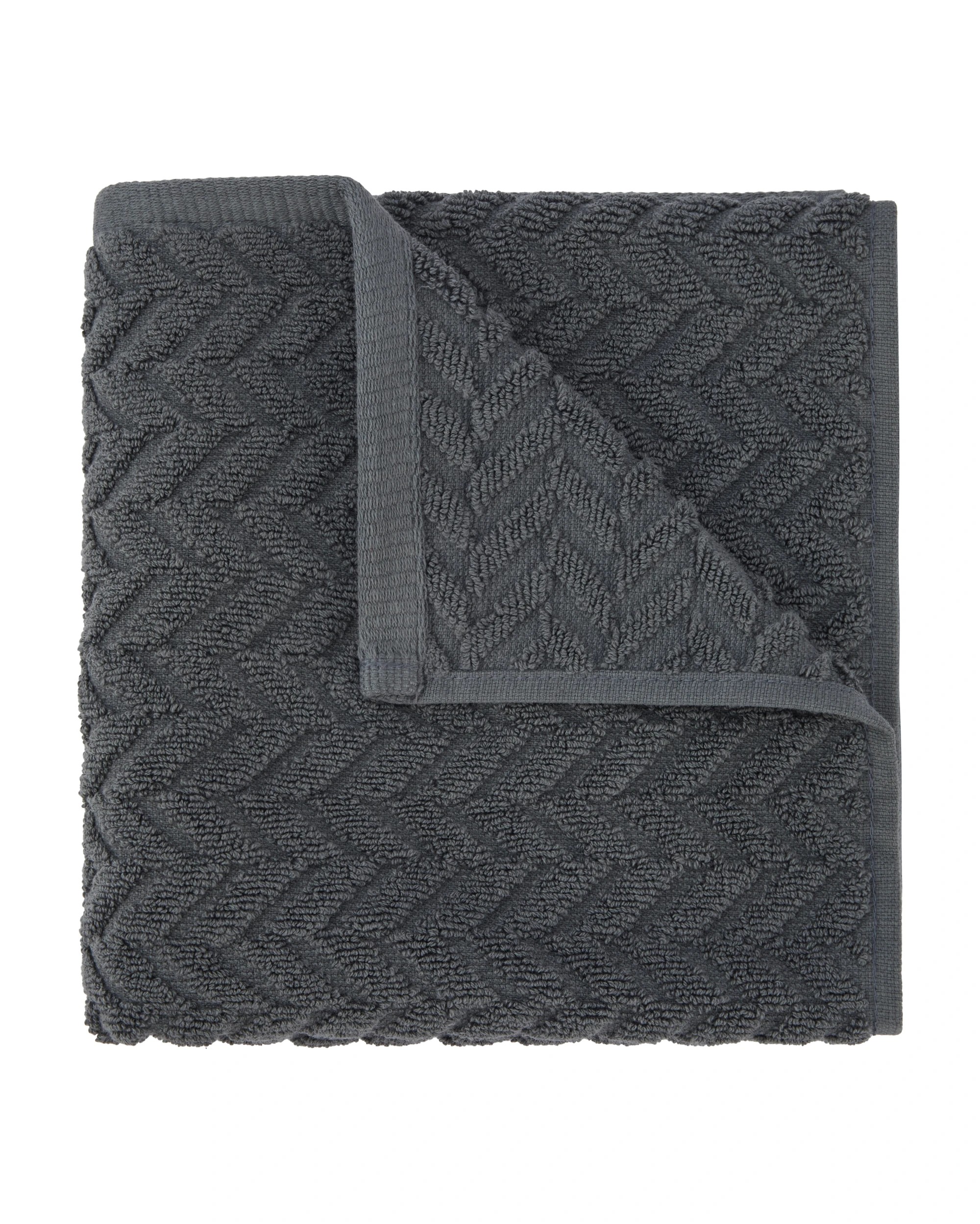1 Chevron Cotton Hand Towel - Grey, 1 of 6