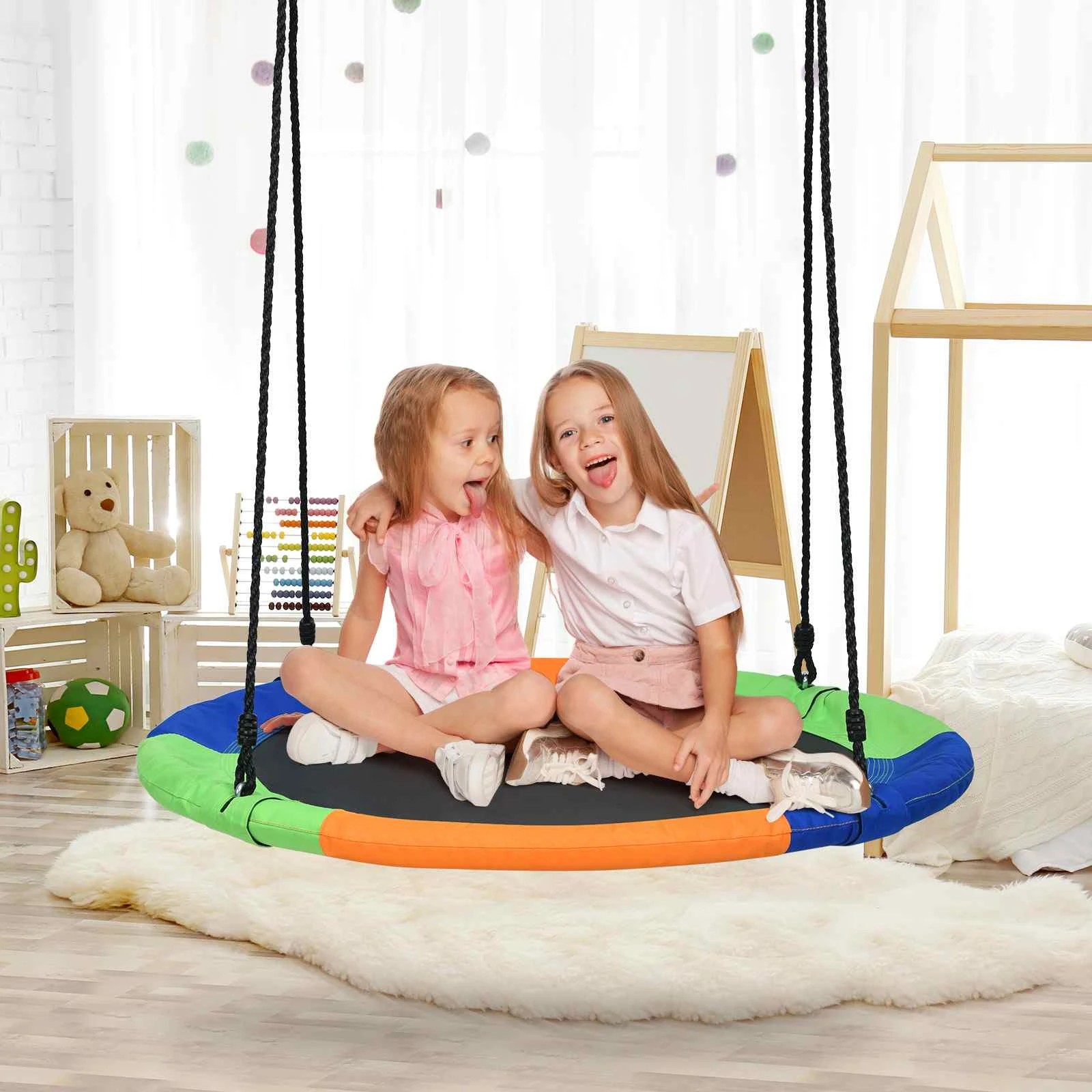 3 Costway 100cm Flying Saucer Tree Swing Waterproof 600D Oxford Fabric Metal Frame - Multi, 3 of 3