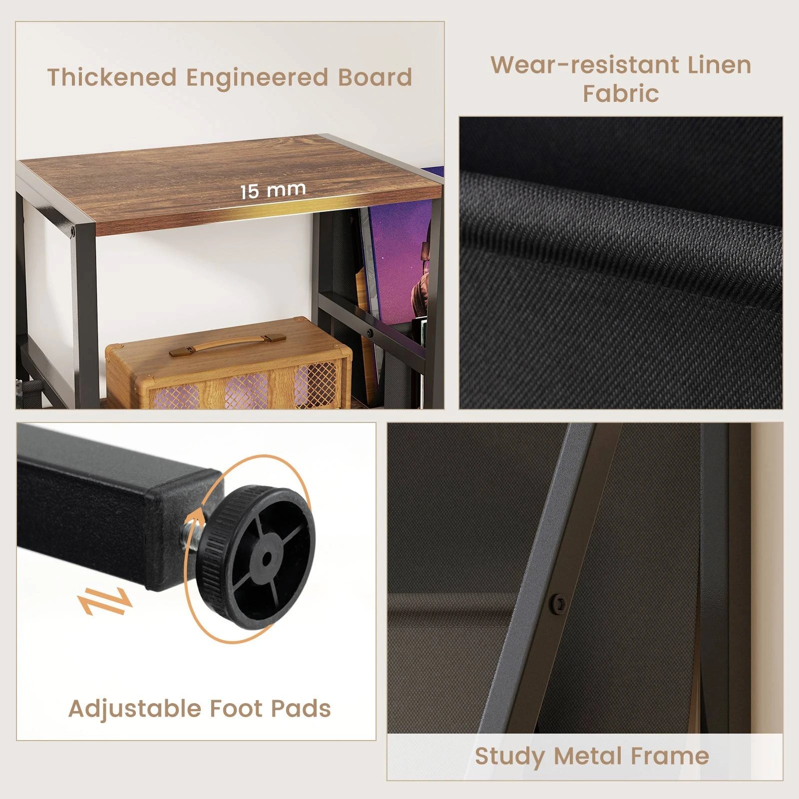 6 Costway Record Player Stand Turntable Stand for Vinyl Convertible Side Table, 6 of 8