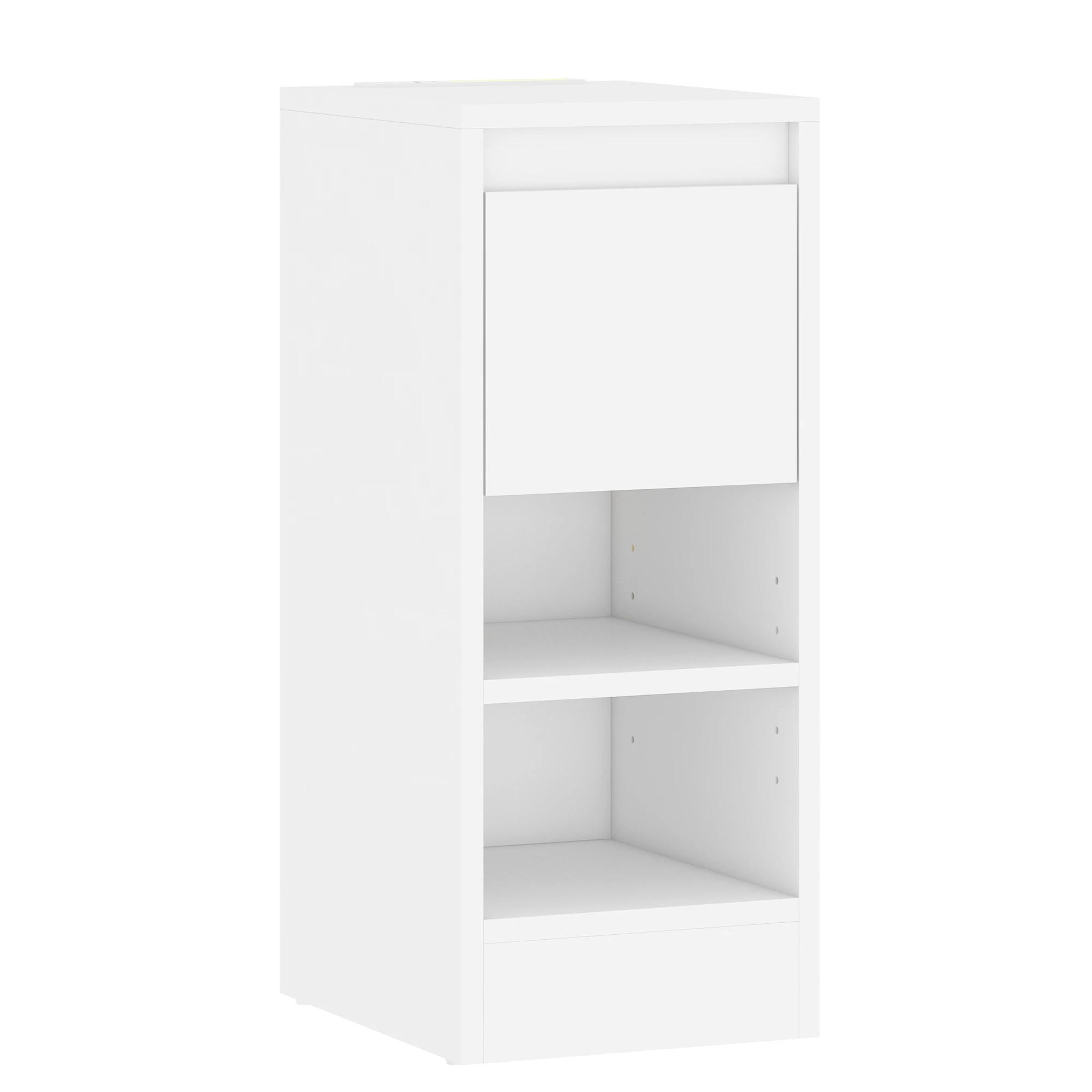 5 Advwin LED End Table Sofa Side Table with Drawers Narrow Bedside Table White - White, 5 of 9