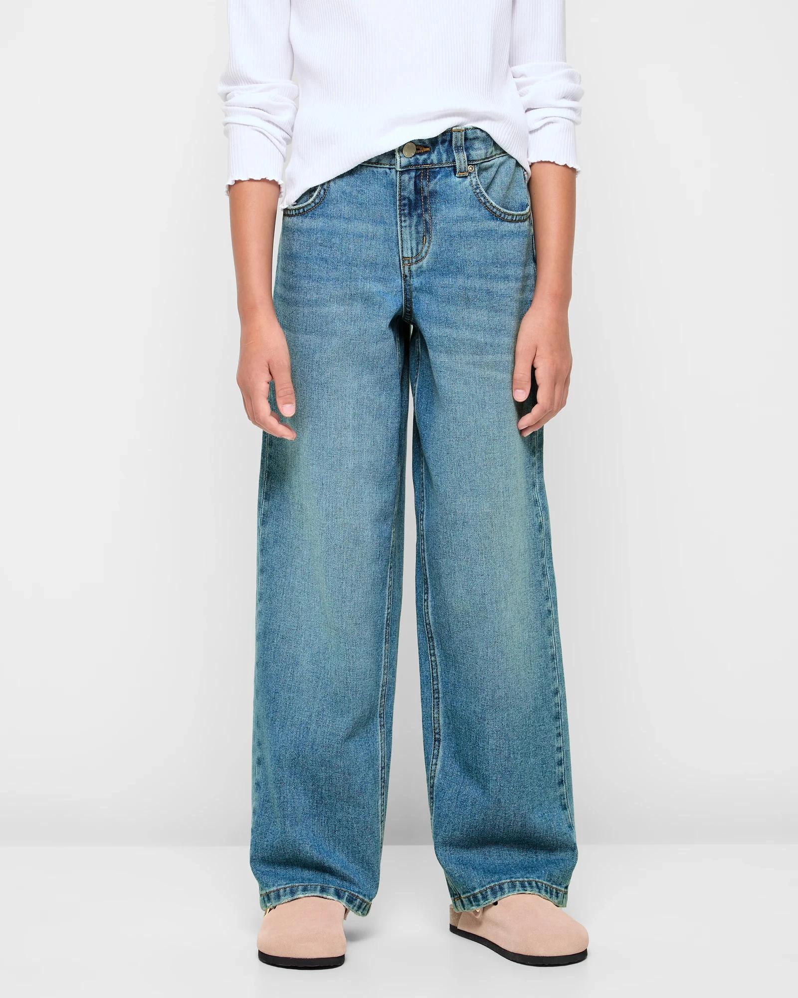 1 Target Wide Leg Denim Jeans MID WASH, 1 of 6