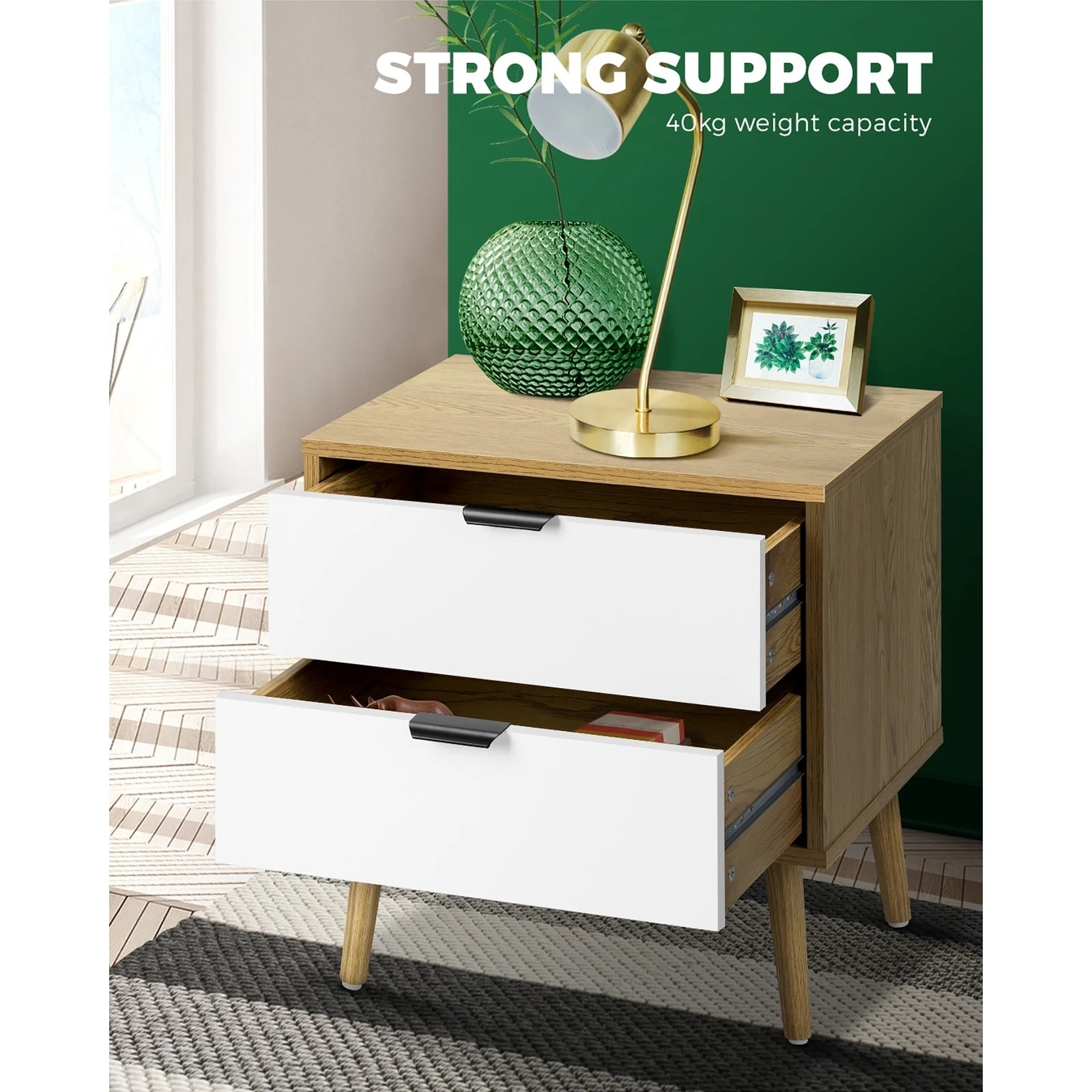 6 Oikiture Bedside Tables 2 Drawers Side Table Nightstand
 - Multi, 6 of 10