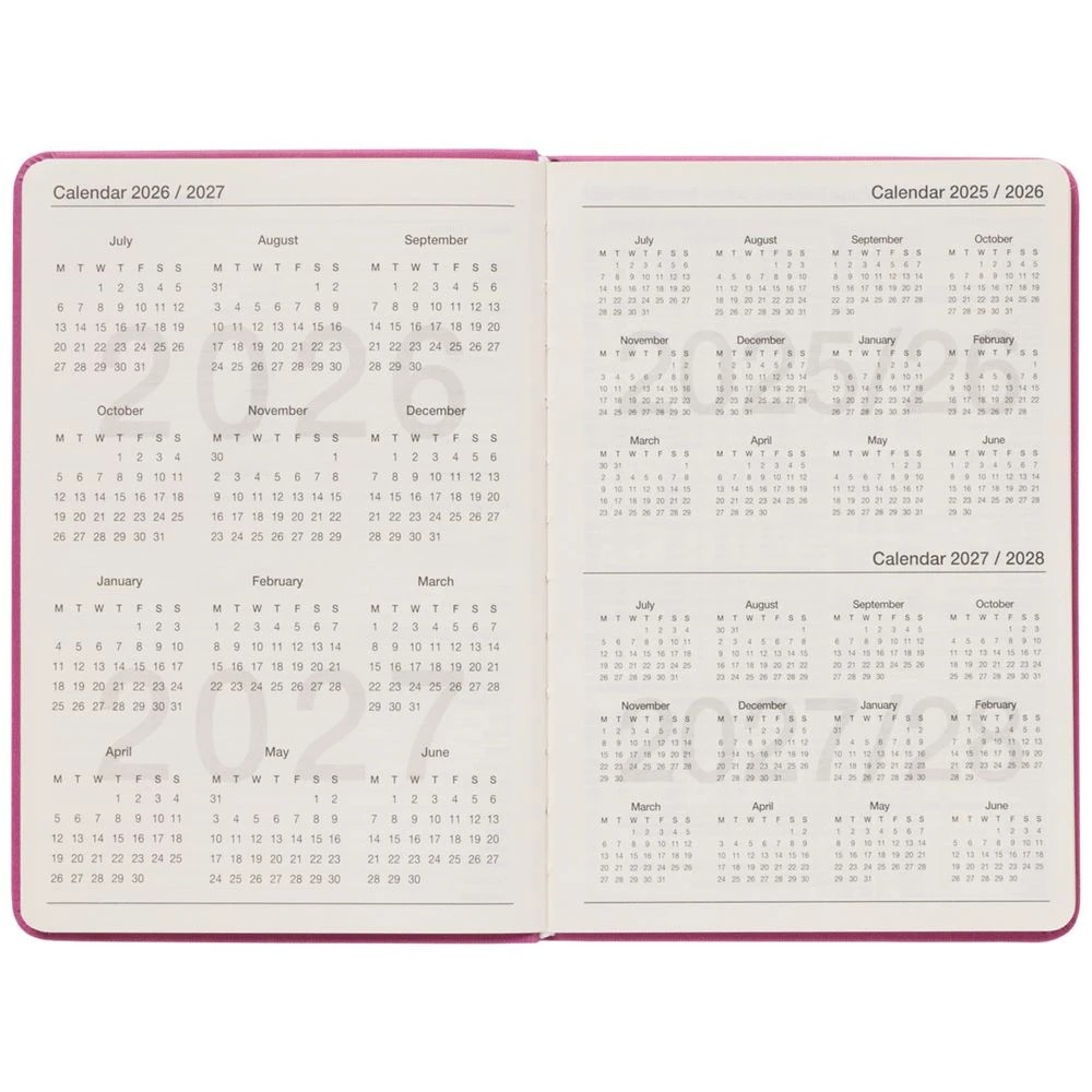 3 J.Burrows A5 Week to View PU FY26/27 Diary Pink, 3 of 6