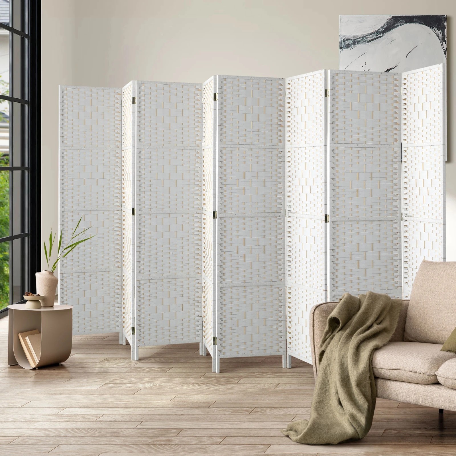 3 Oikiture 8 Panels Room Divider - White, 3 of 10