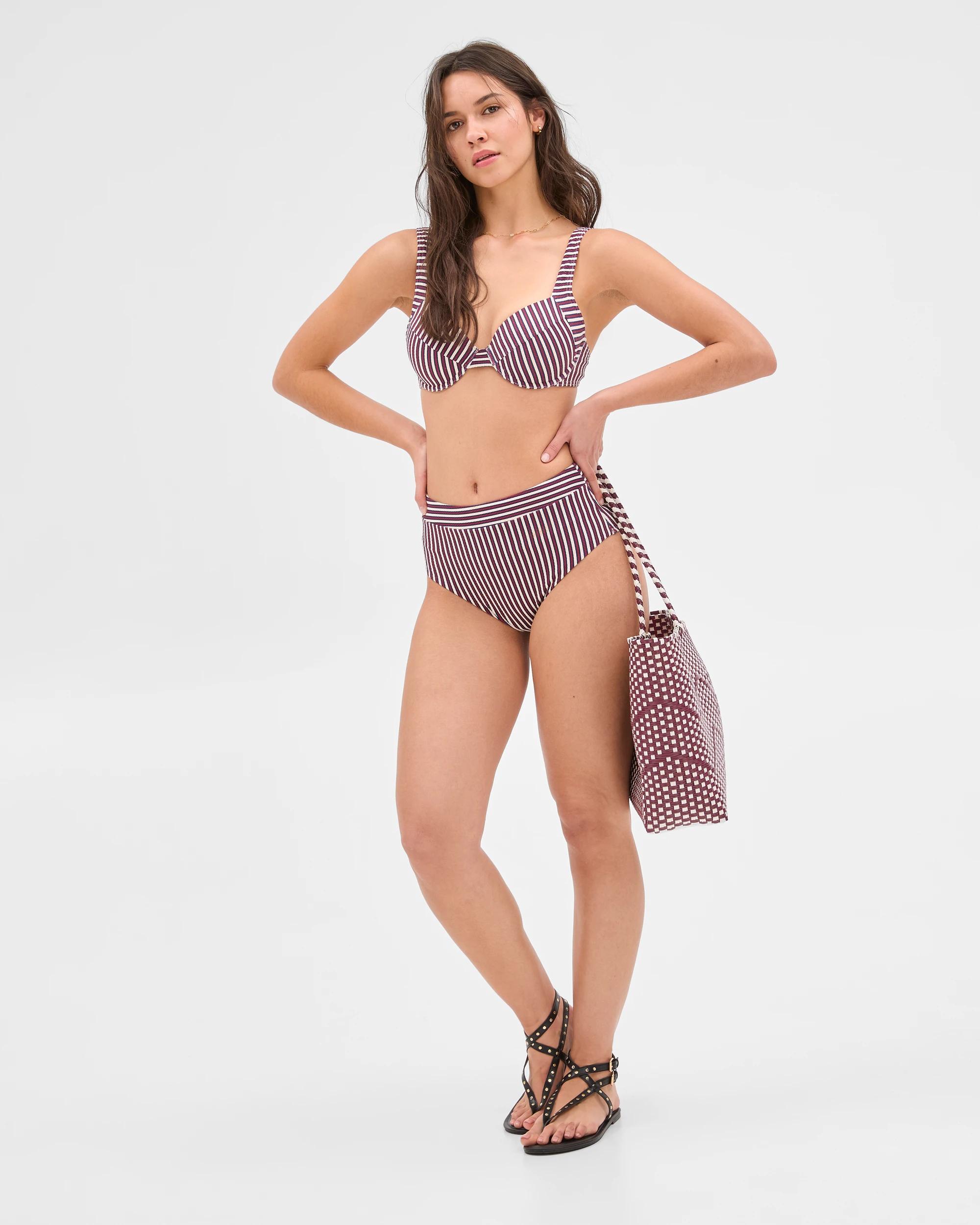 2 Target Balconette Honeycomb Underwire Bikini Top - Shape Your Body NAVY/RED STRIPE, 2 of 10