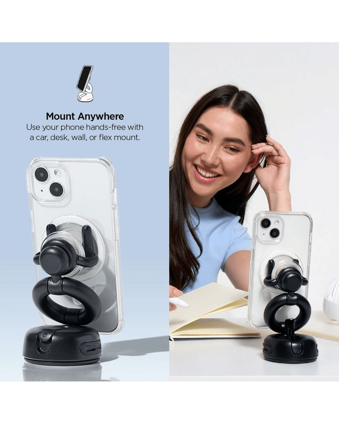8 PopSockets PopGrip Swappable Phone Holder and Stand - Clear, 8 of 8