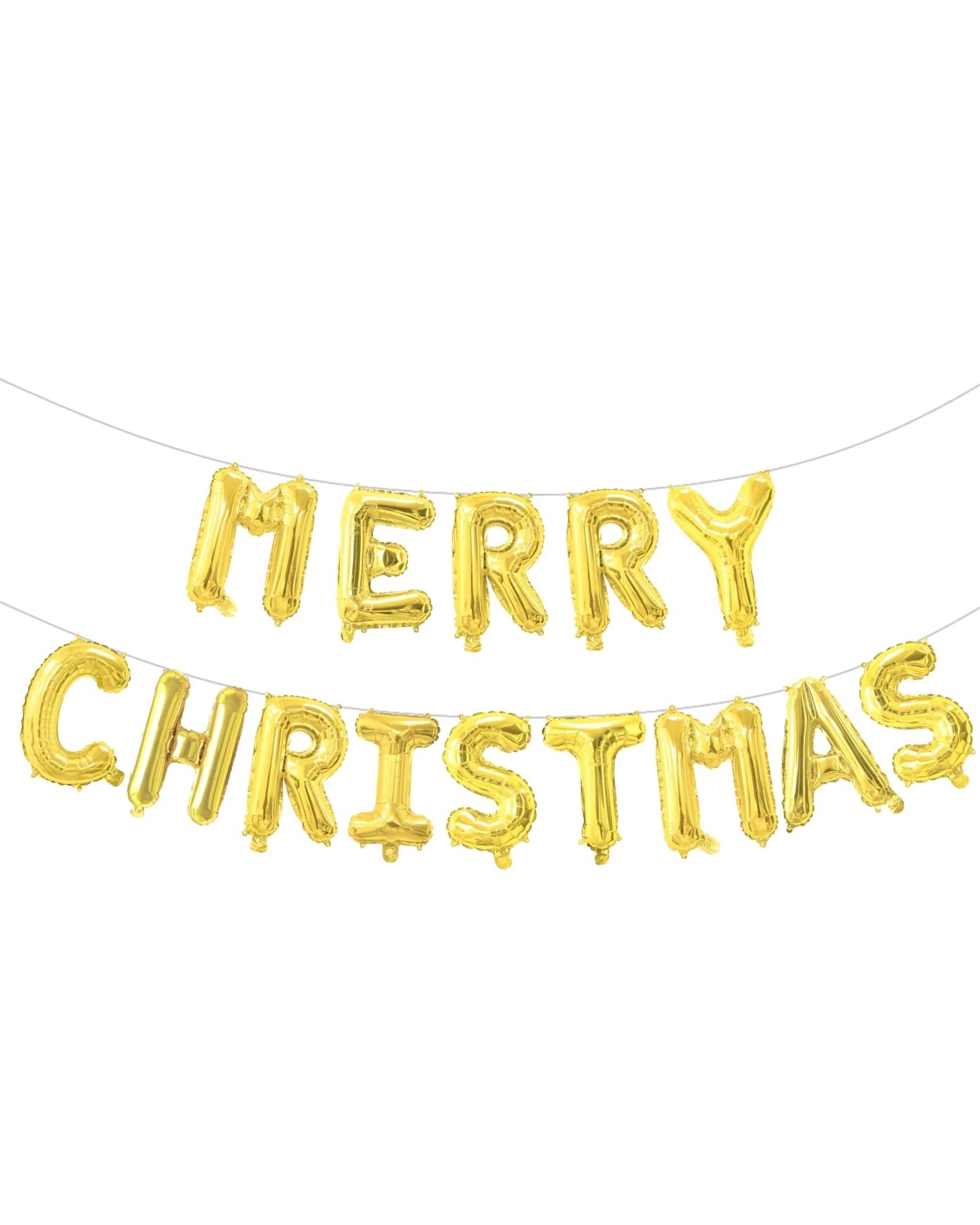 1 JD Party Merry Christmas Foil Letter Balloon Banner Air Fill - Gold, 1 of 2