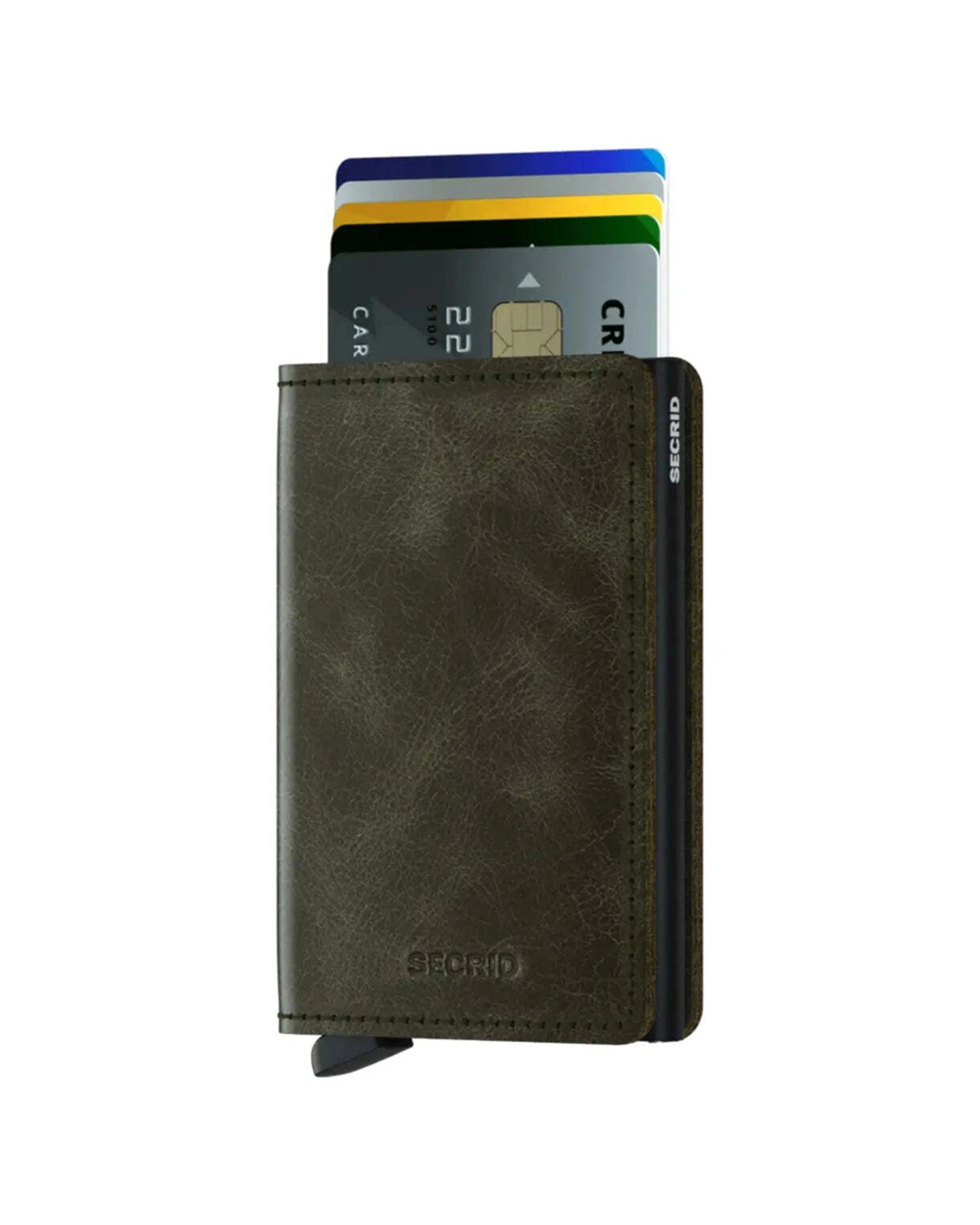 1 Secrid Slimwallet Compact RFID Wallet Vintage Leather Ultra Slim Design Easy Carry Olive - Green, 1 of 5
