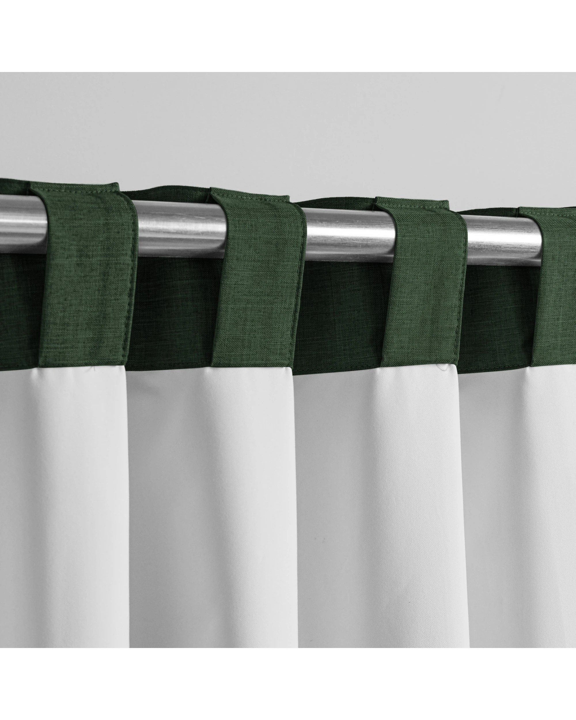 3 Sherwood Faux Linen 100% Blockout Concealed Tab Top Curtain Pair 135x223cm - Forest Green, 3 of 6