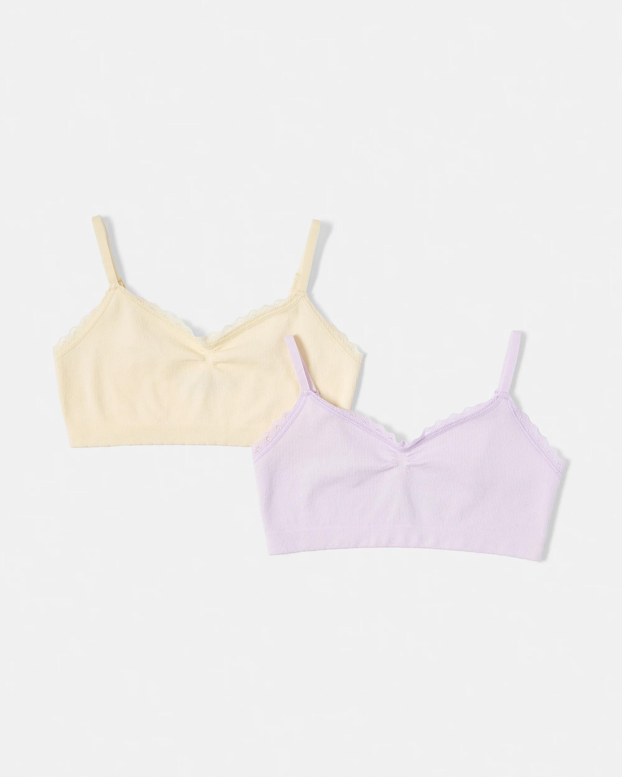 1 2 Pack Seamfree Crop Top Pur Ylw, 1 of 3