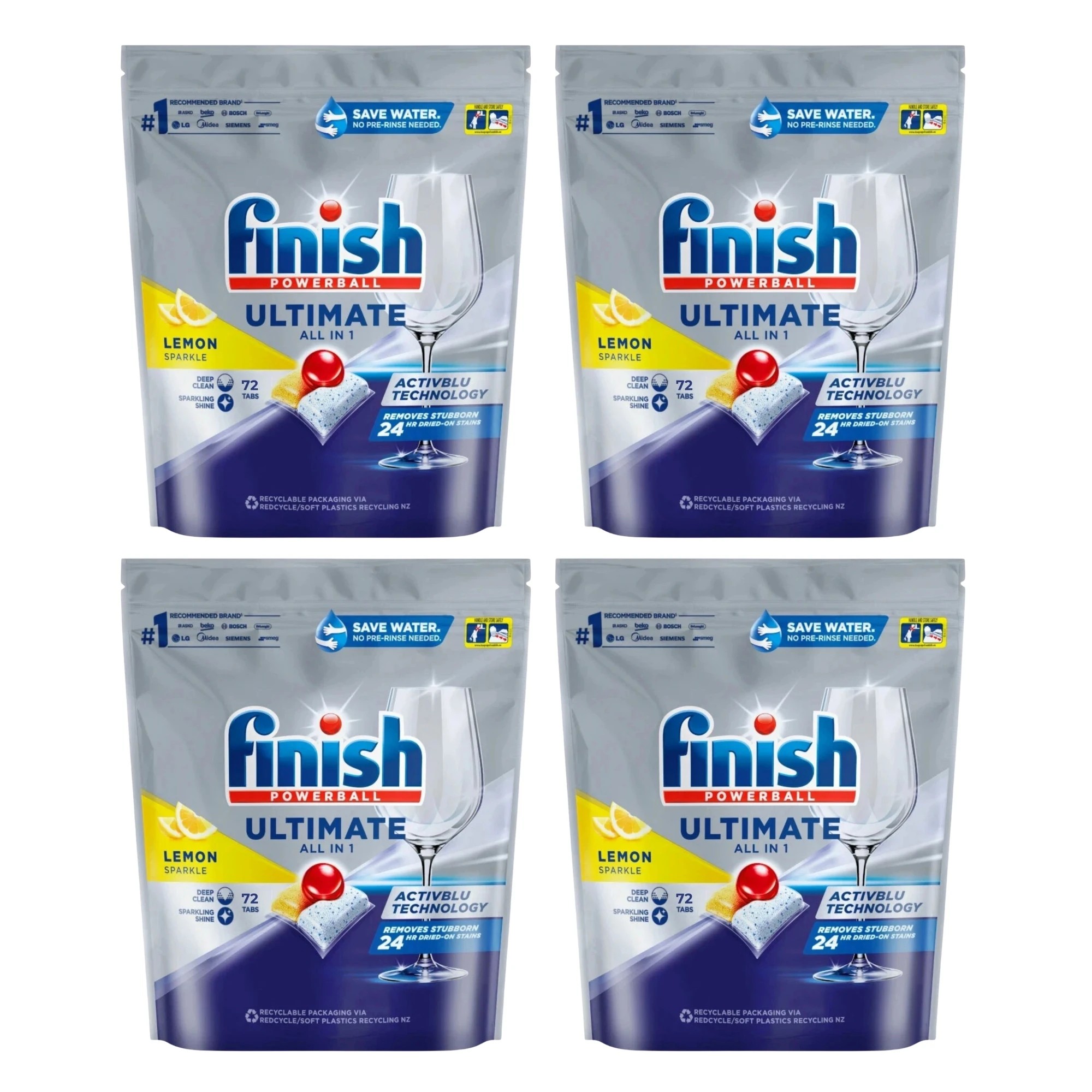 1 Finish All In 1 Lemon Sparkle Dishwashing Tablets 72 Pack X4, 1 of 3