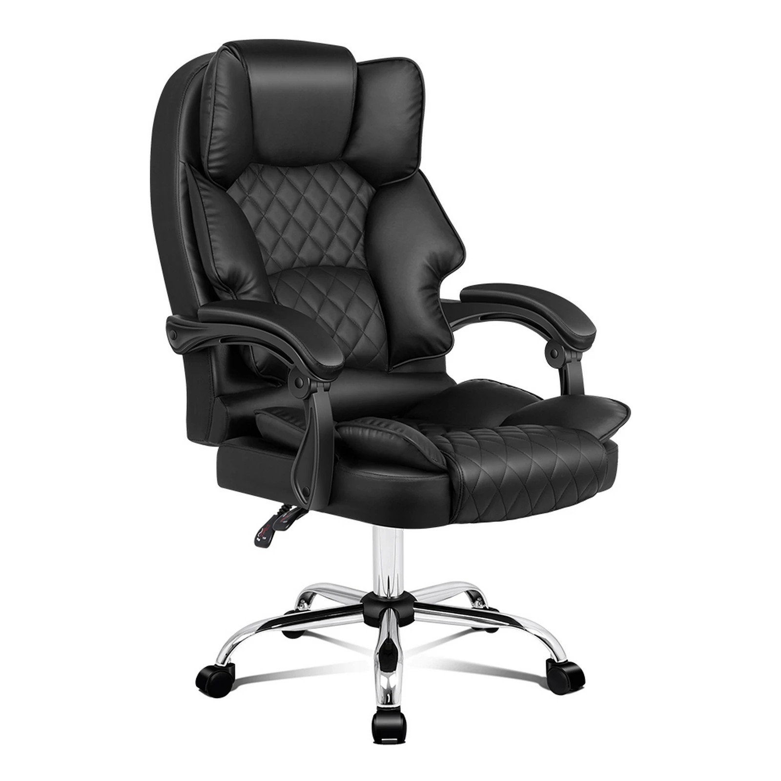1 Alfordson Office Chair Gaming Executive Computer Racer PU Leather Seat Recliner - Black, 1 of 10