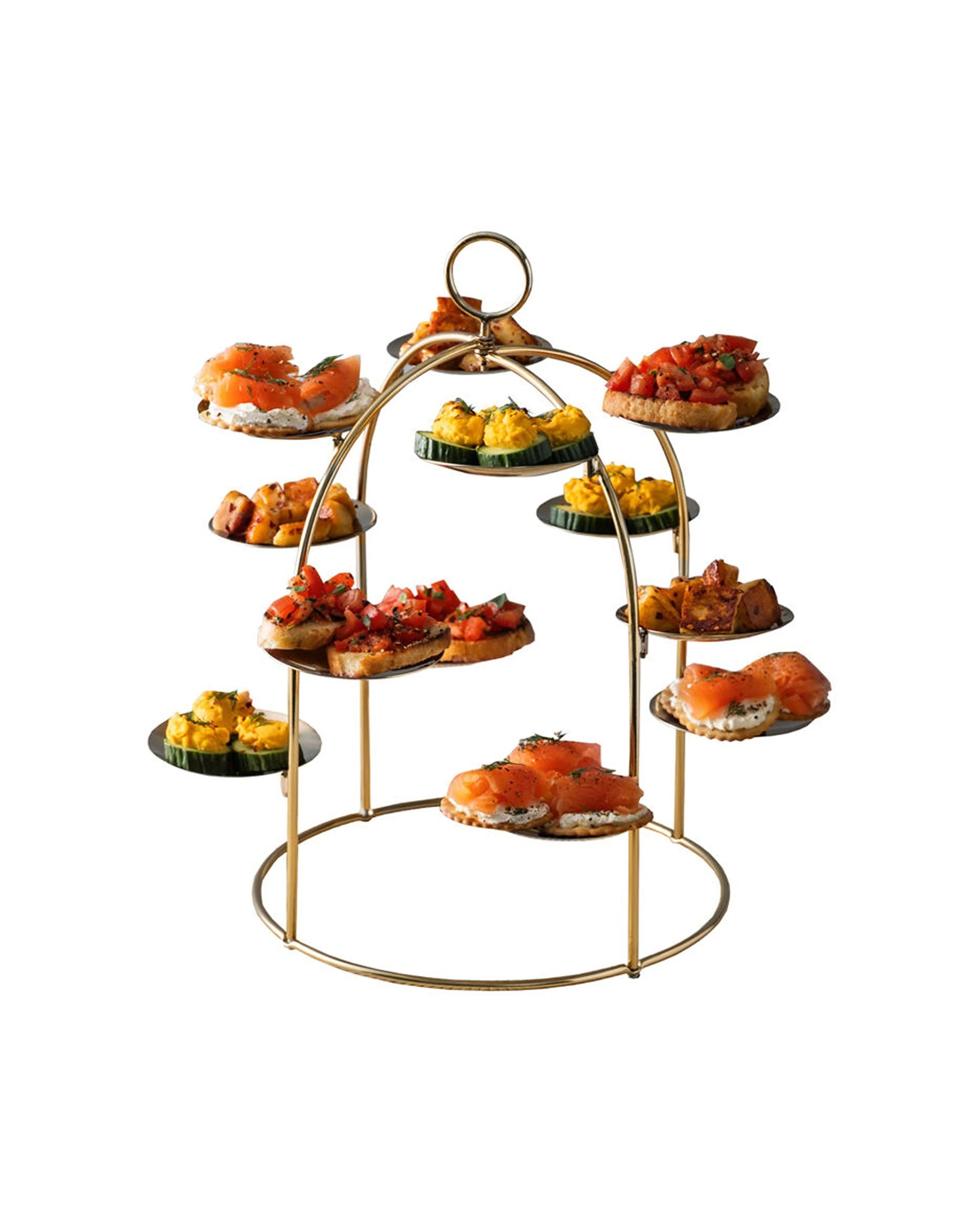 3 Artesa Brass Canape Serving Tree Removable Metal Appetiser Trays - Multi, 3 of 3