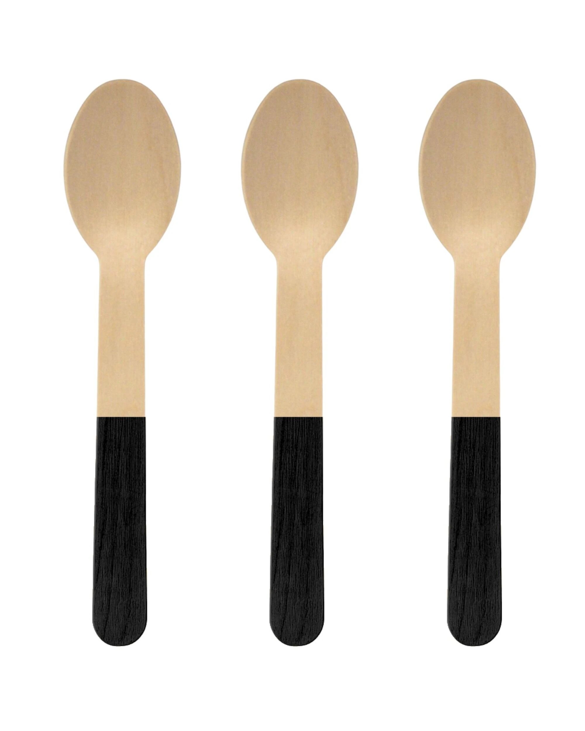 1 Alpen Wooden Dipped Spoons Pack of 20 - Black, 1 of 2