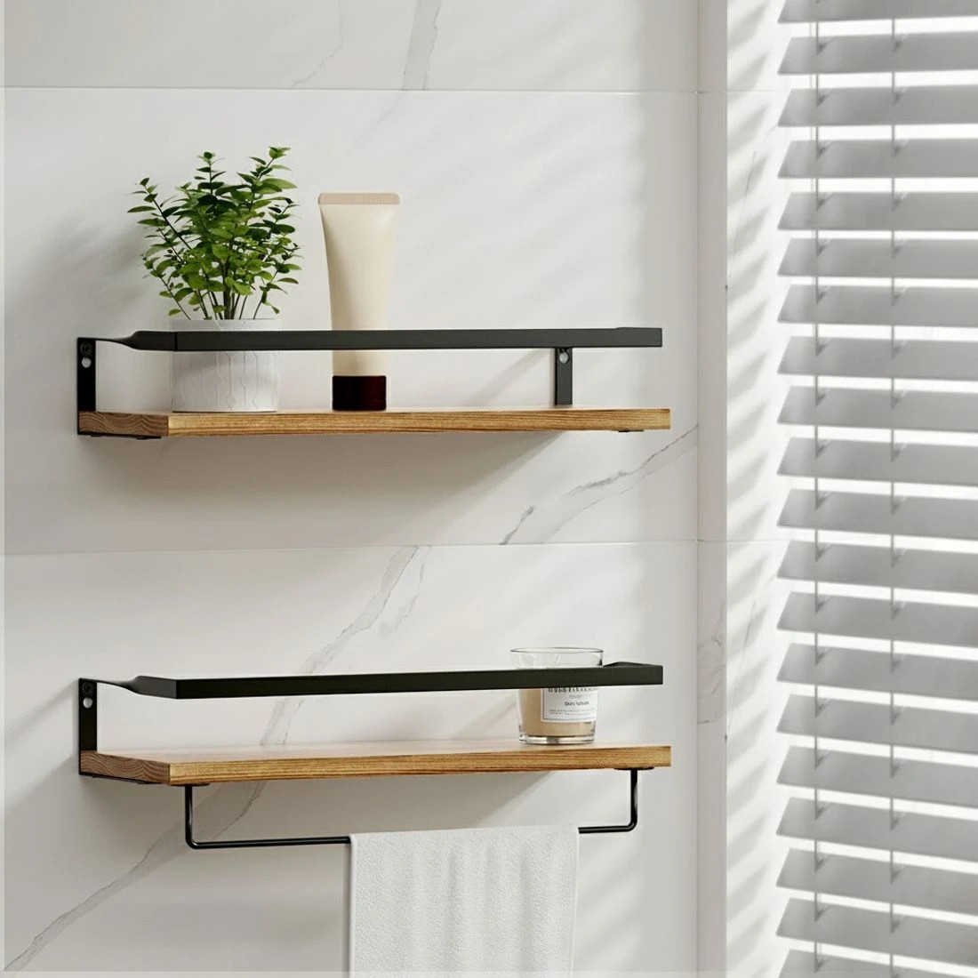 7 Artiss Floating Wall Shelf Set of 2 - Brown, 7 of 7