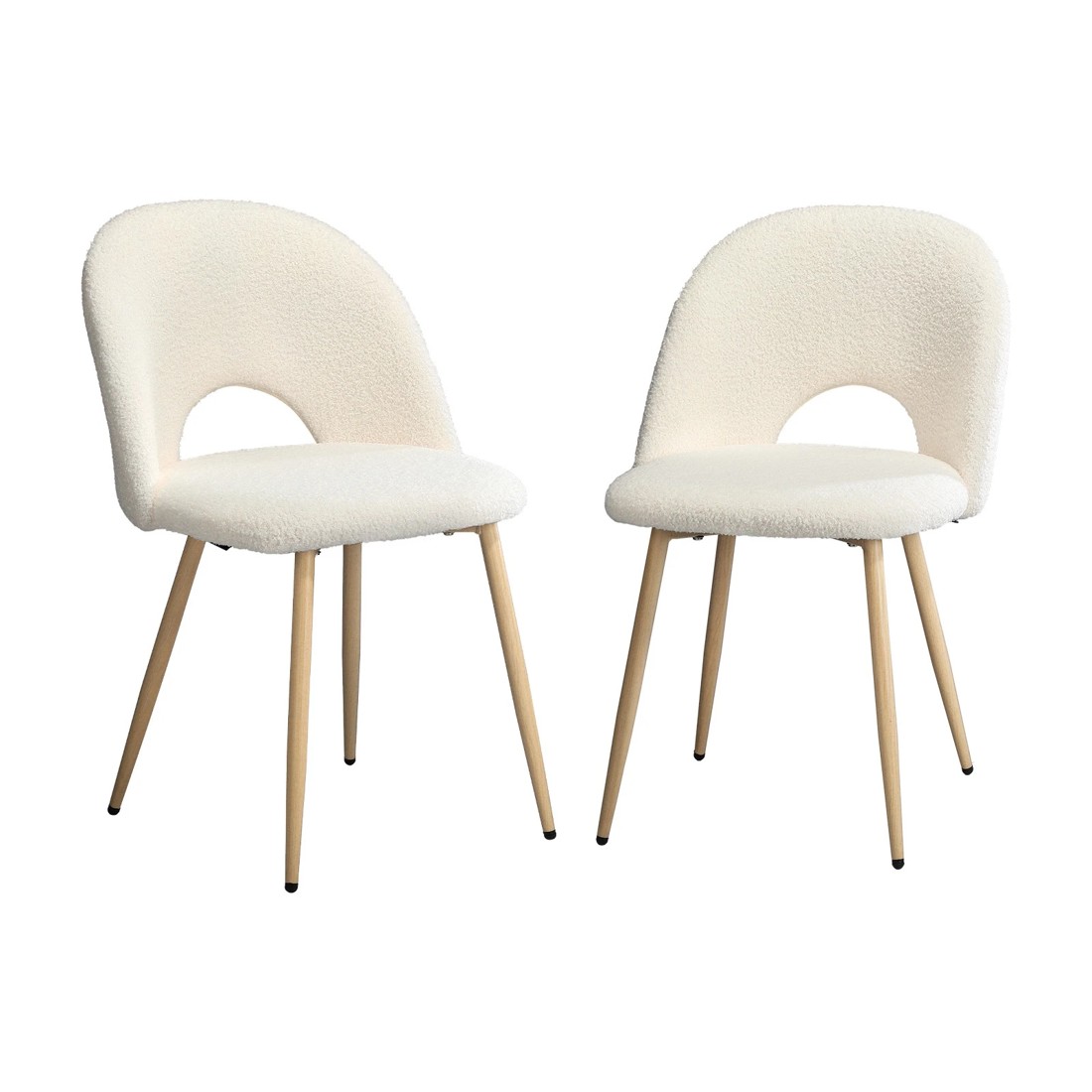 1 Oikiture 2PCS Dining Chairs Accent Chair Armchair Sherpa Wooden - White, 1 of 9