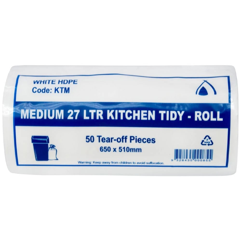 1 Tailored Packaging Kitchen Bin Liners 27L 50 Pack White, 1 of 1